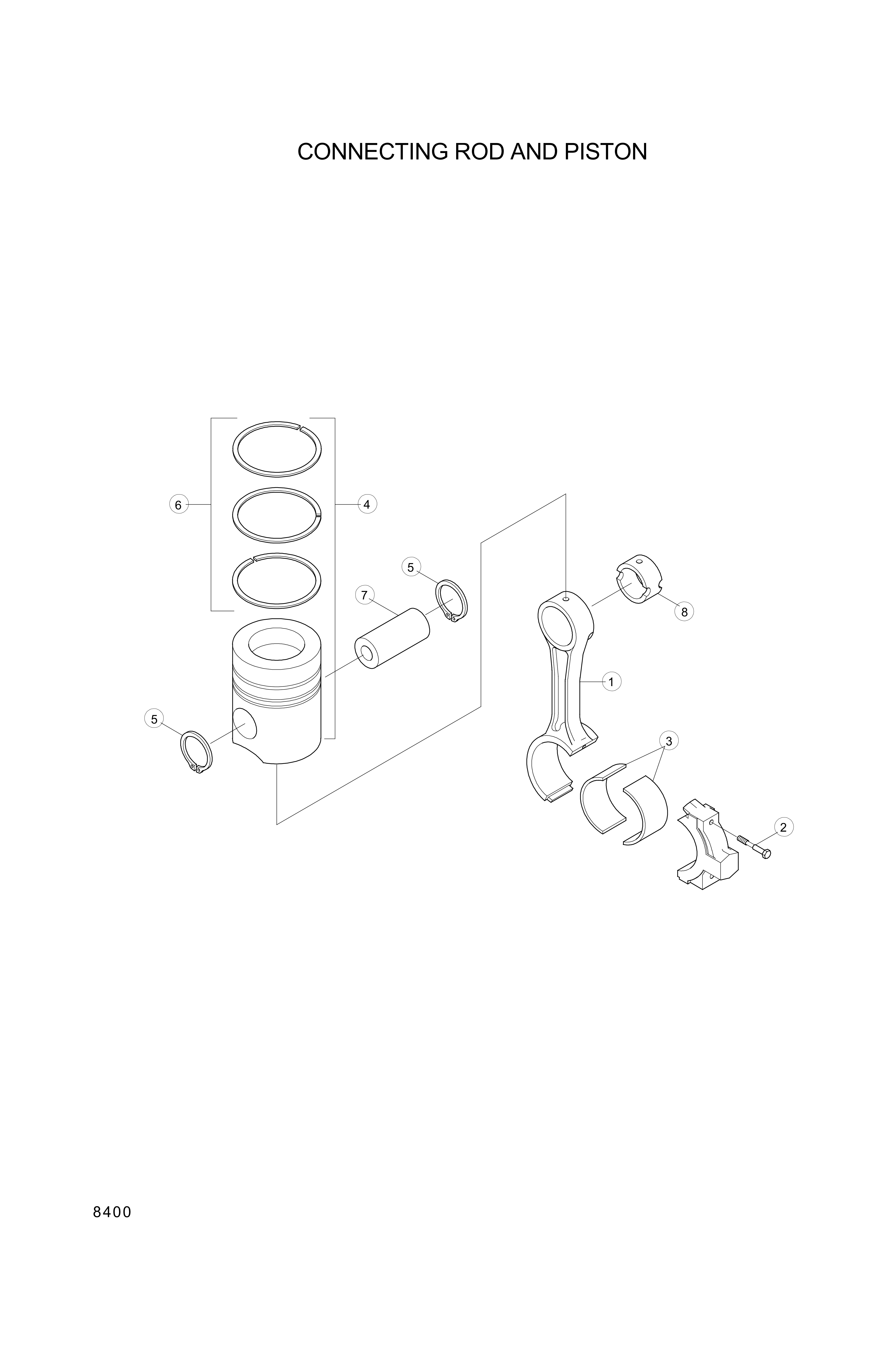 Technical drawing of Hyundai Construction Equipment YUBP-06216 RING SET-PISTON OS with dimensions and layout (figure 5)