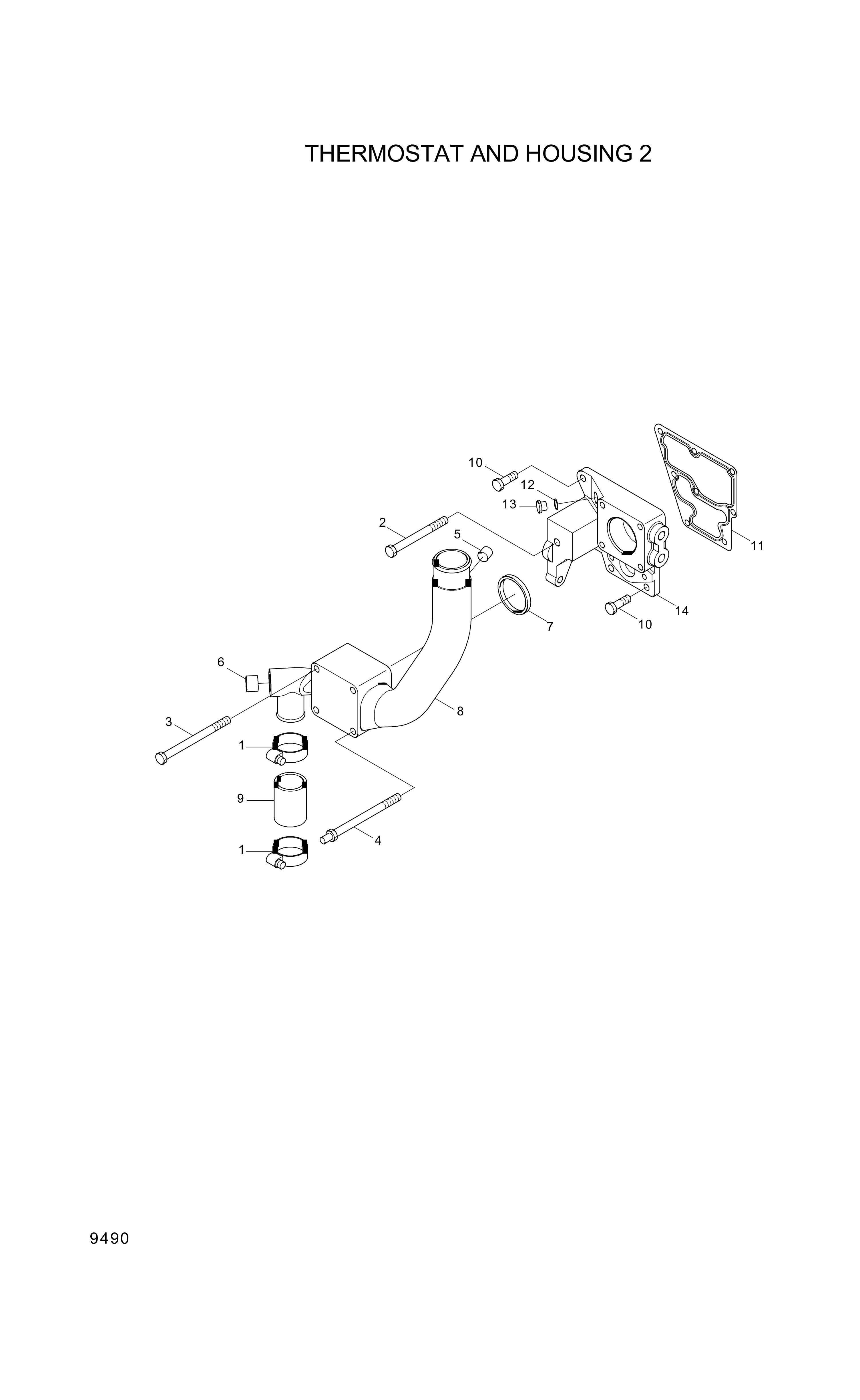 drawing for Hyundai Construction Equipment YUBP-04859 - HOUSING-THERMOSTAT