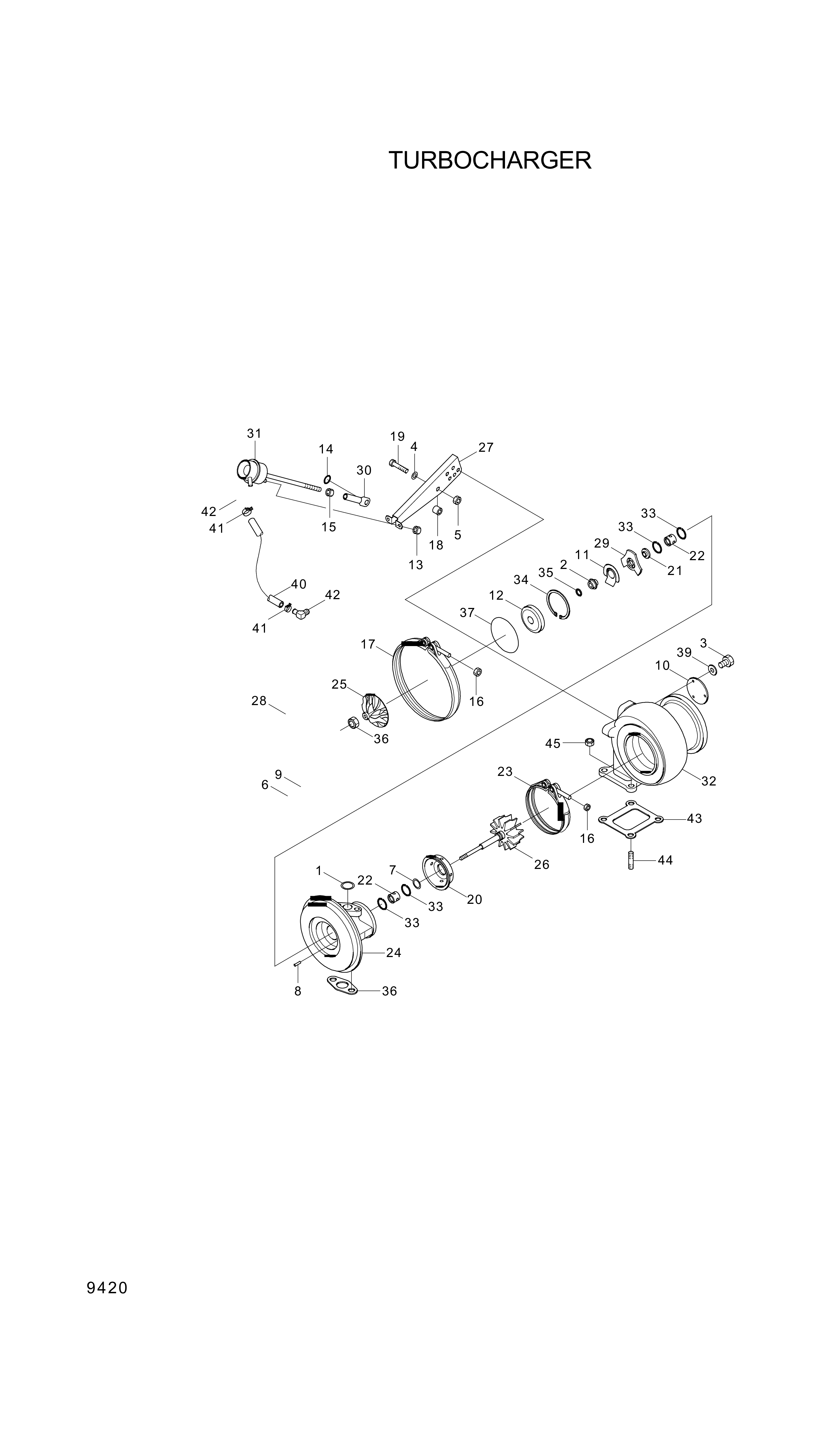 Technical drawing of Hyundai Construction Equipment 3592774 HOUSING-TURBO with dimensions and layout (figure 5)