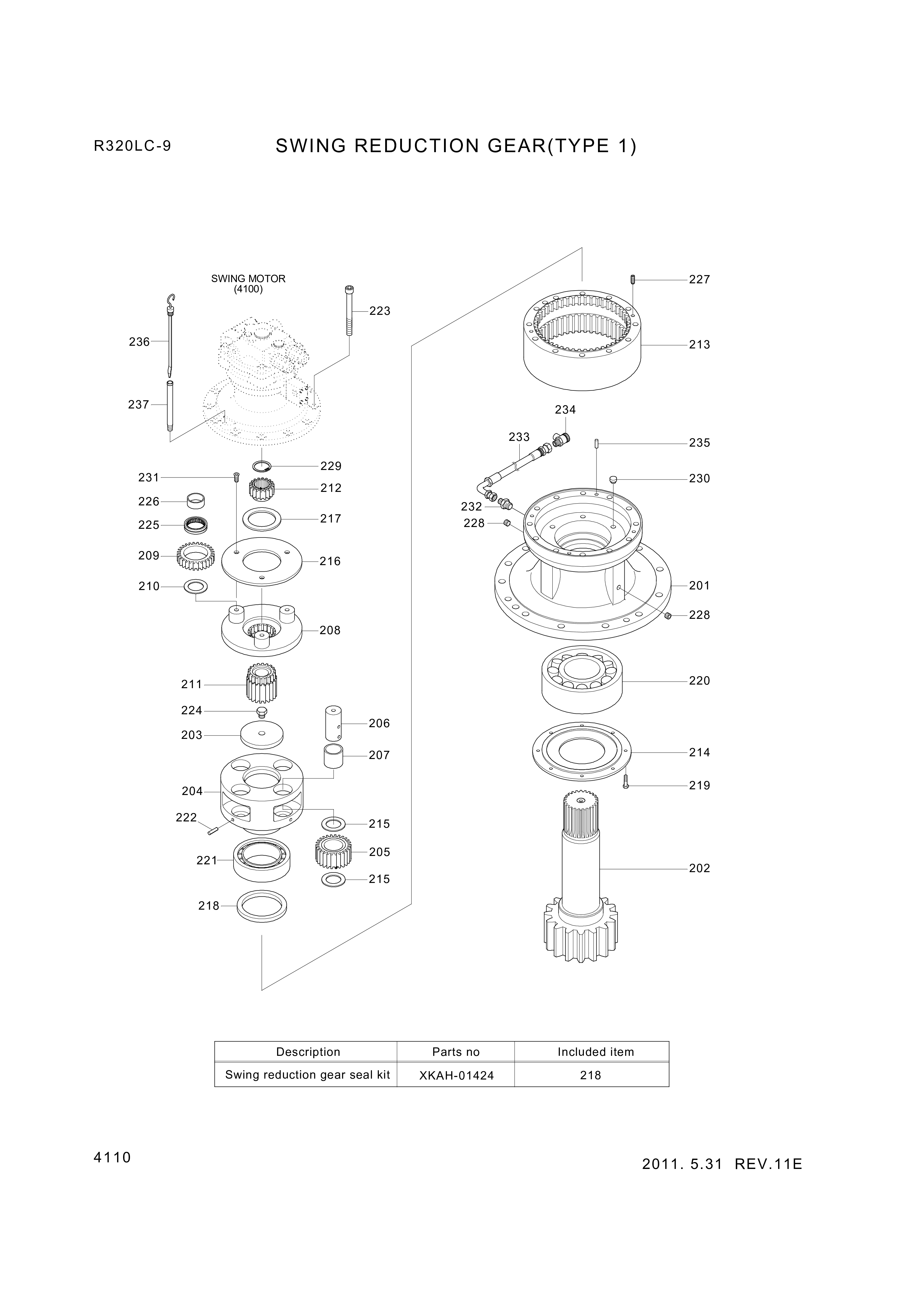 drawing for Hyundai Construction Equipment XKAH-01241 - GEAR-SUN NO2