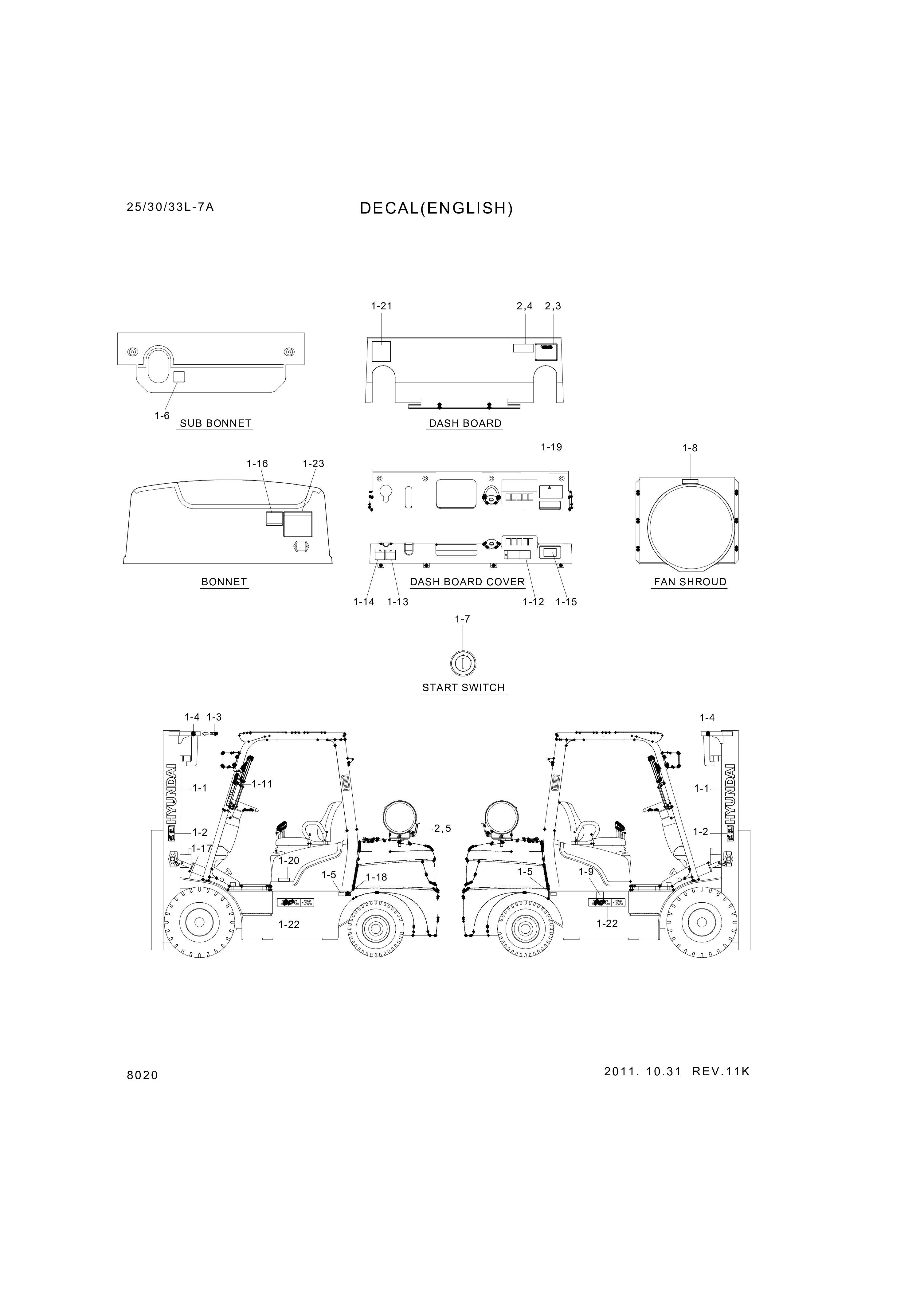 drawing for Hyundai Construction Equipment 93HF-10030 - DECAL KIT-B