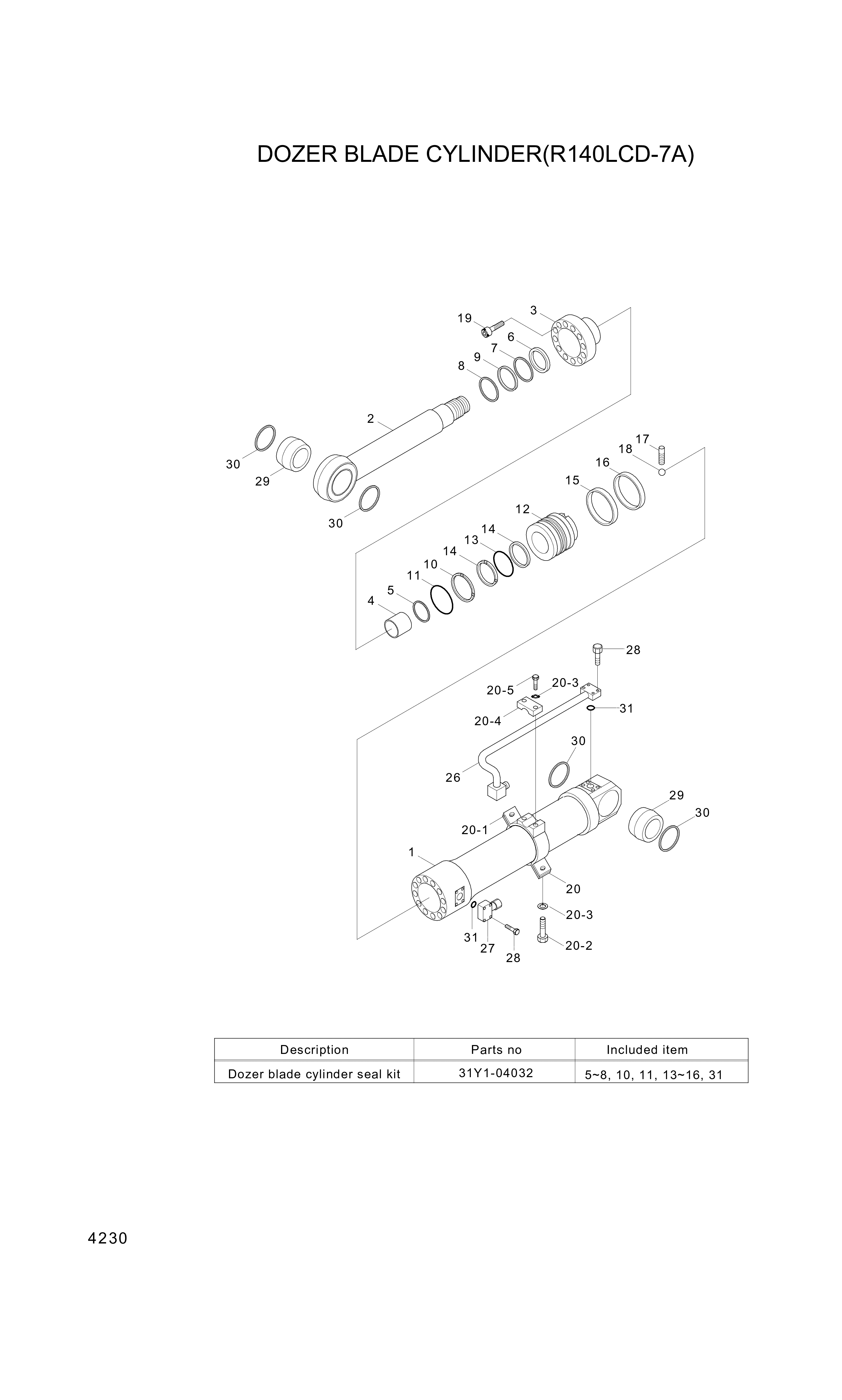 Technical drawing of Hyundai Construction Equipment 31YC-12080 BUSHING-PIN with dimensions and layout (figure 5)
