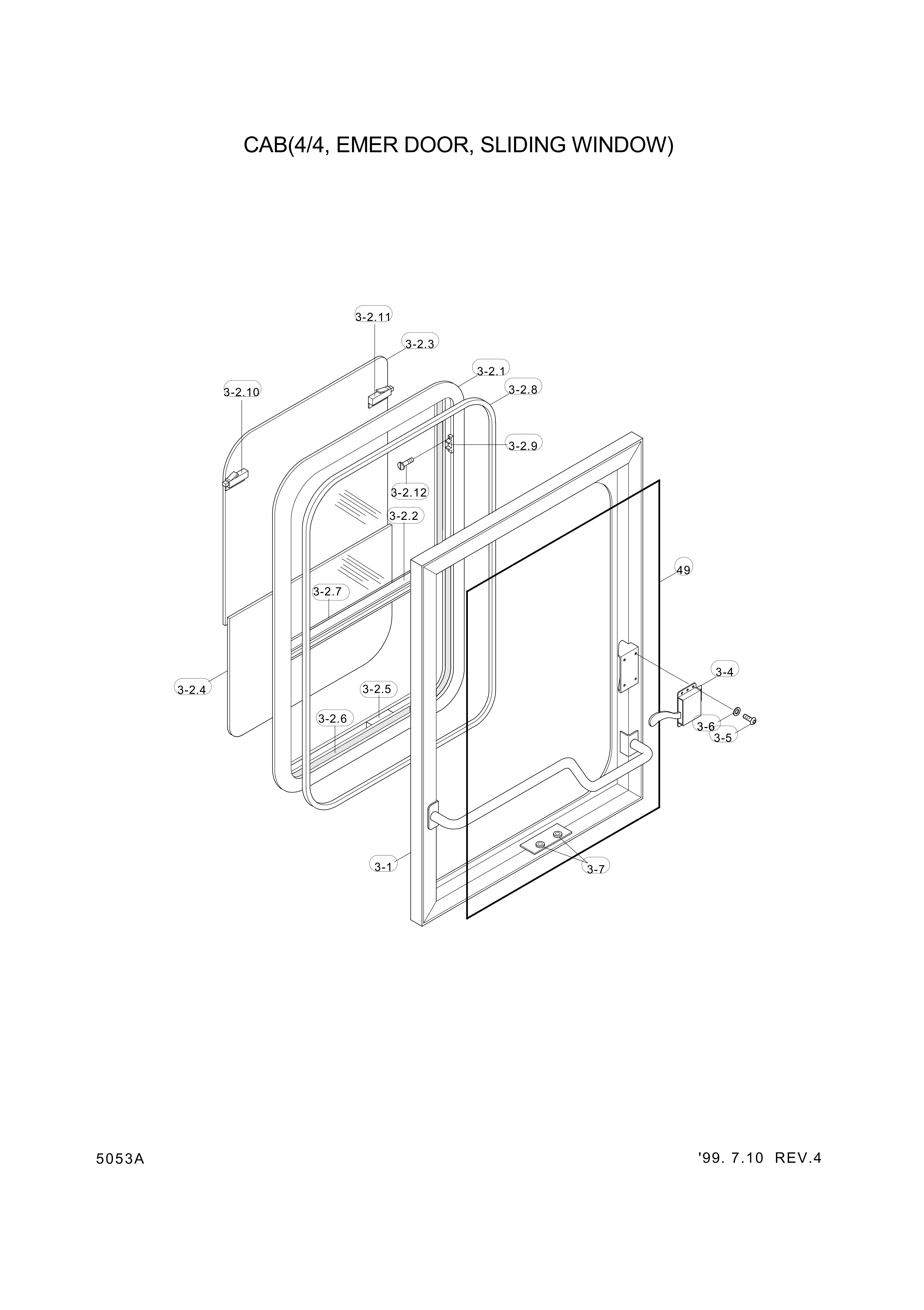 drawing for Hyundai Construction Equipment 74L3-05740 - WINDOW ASSY-SLIDING