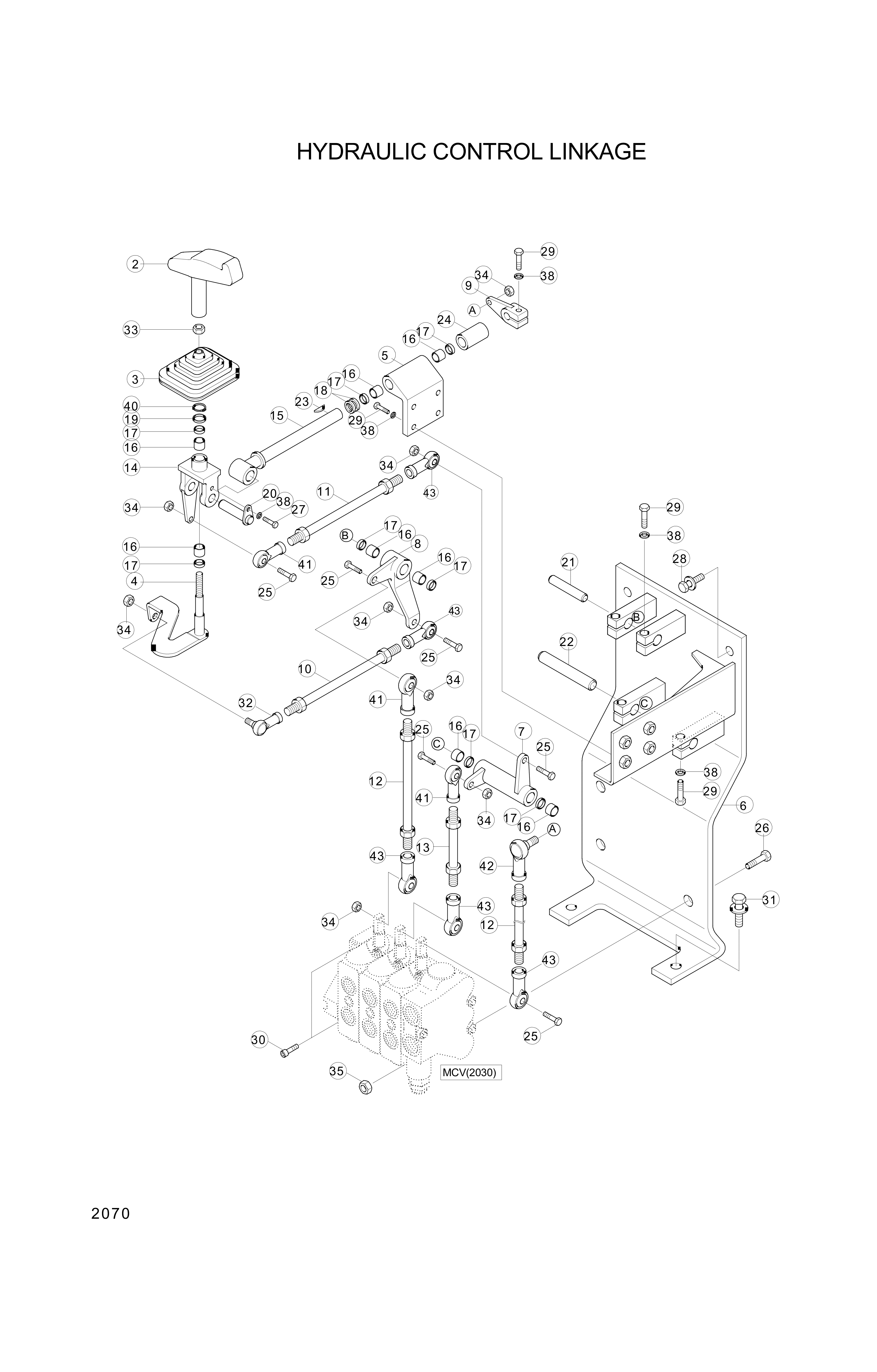 Technical drawing of Hyundai Construction Equipment 35D1-40290 BELLCRANK with dimensions and layout (figure 2)