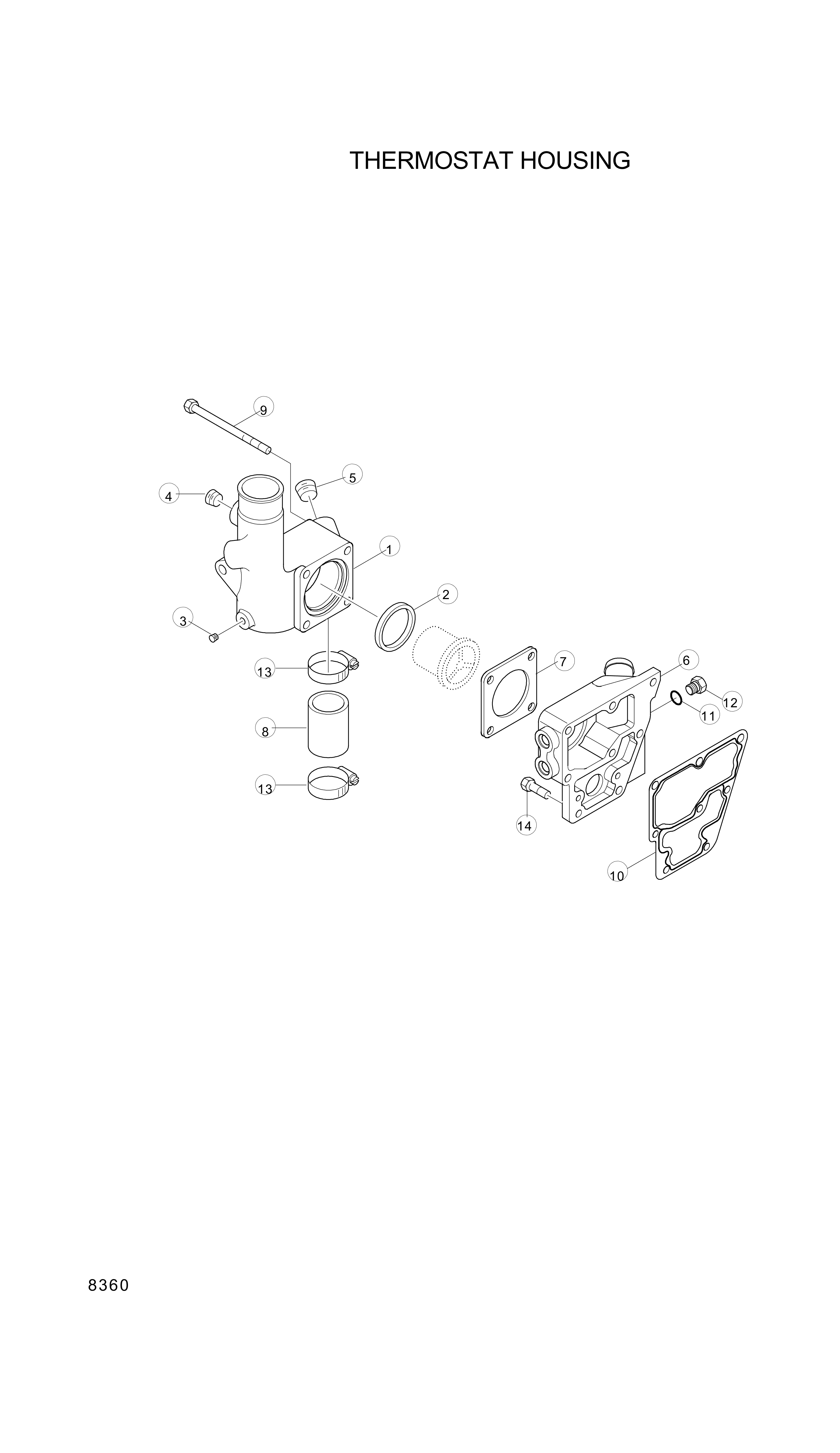 Technical drawing of Hyundai Construction Equipment YUBP-06822 GASKET with dimensions and layout (figure 2)
