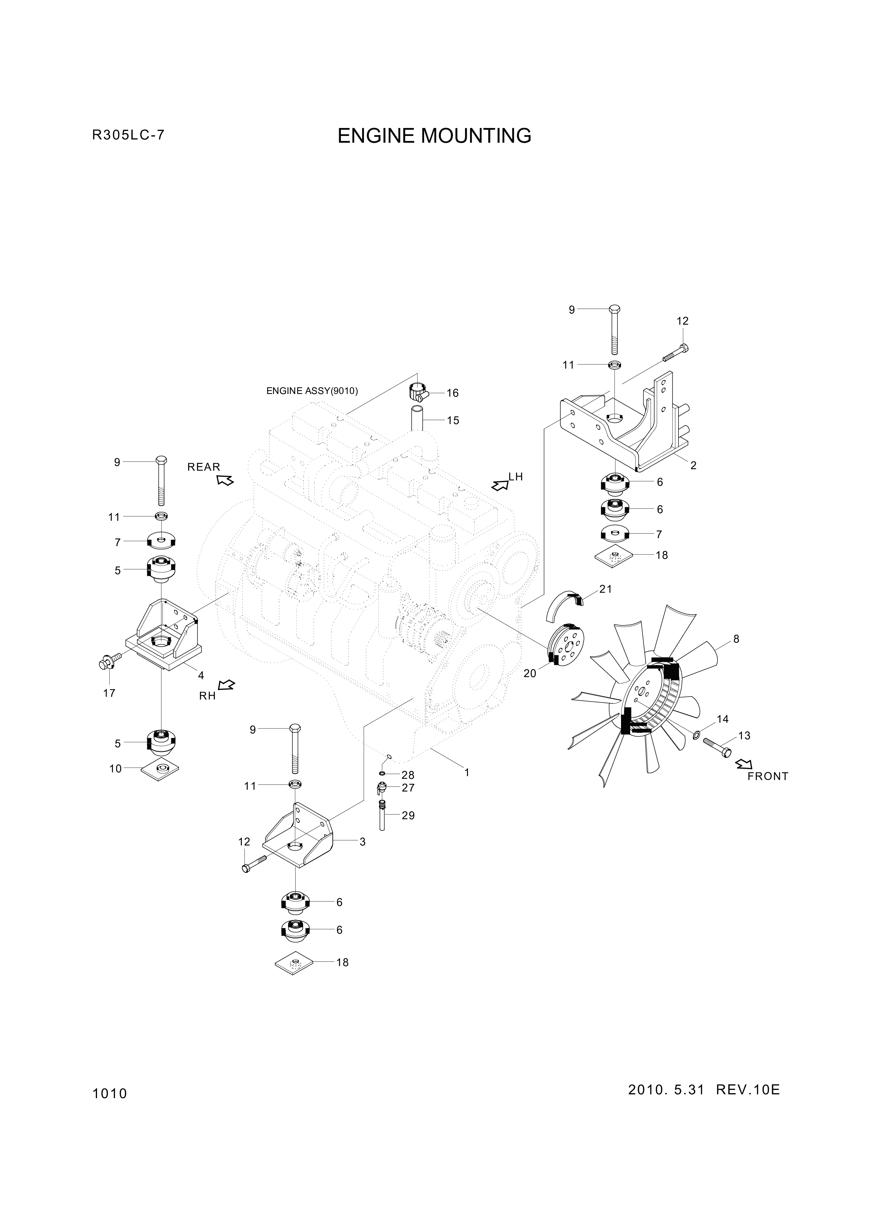 Technical drawing of Hyundai Construction Equipment YUBP-05178 BELT-FAN with dimensions and layout (figure 5)