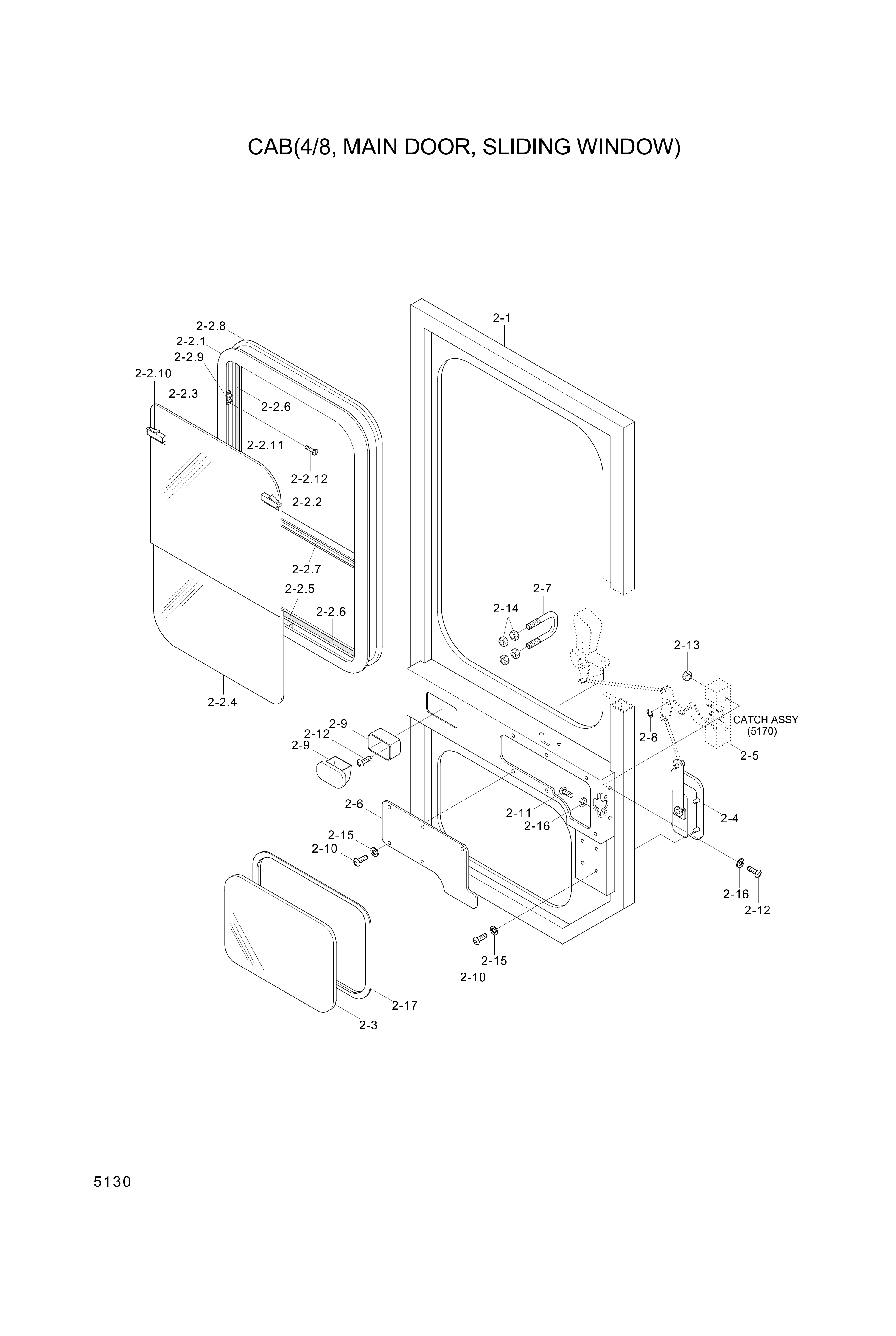 drawing for Hyundai Construction Equipment 74L3-05730 - WINDOW ASSY-SLIDING