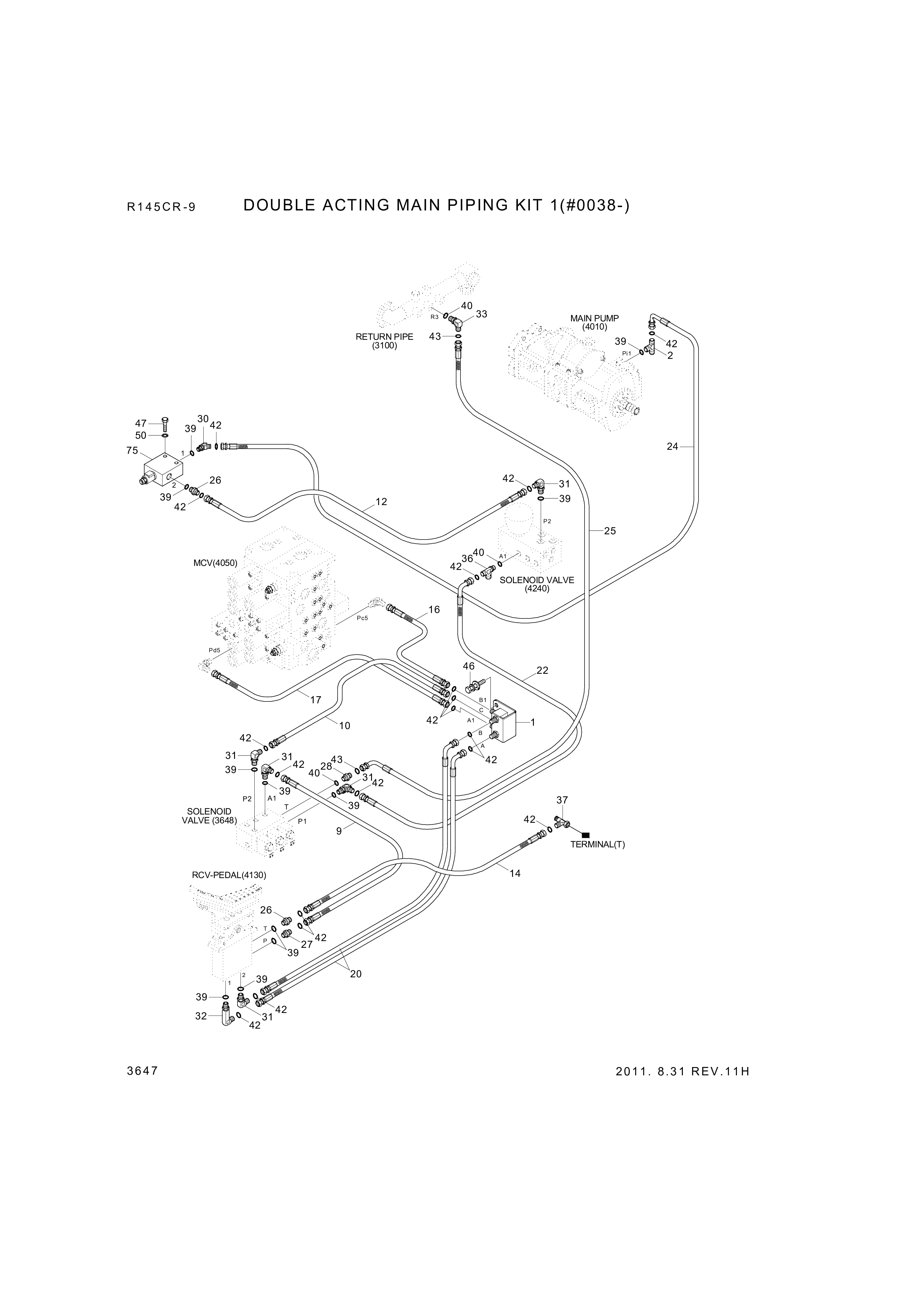 drawing for Hyundai Construction Equipment P930-062051 - HOSE ASSY-ORFS&THD