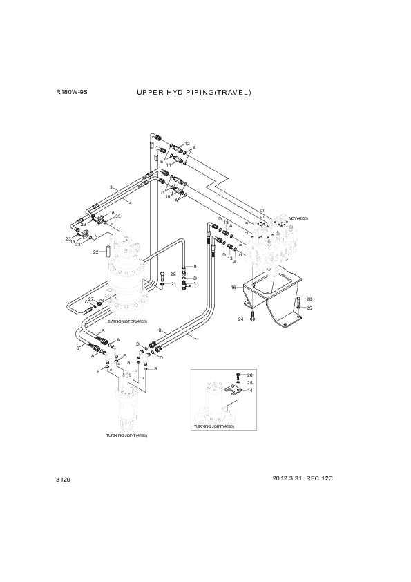 Technical drawing of Hyundai Construction Equipment P933-089030 HOSE ASSY-ORFS&amp;THD with dimensions and layout