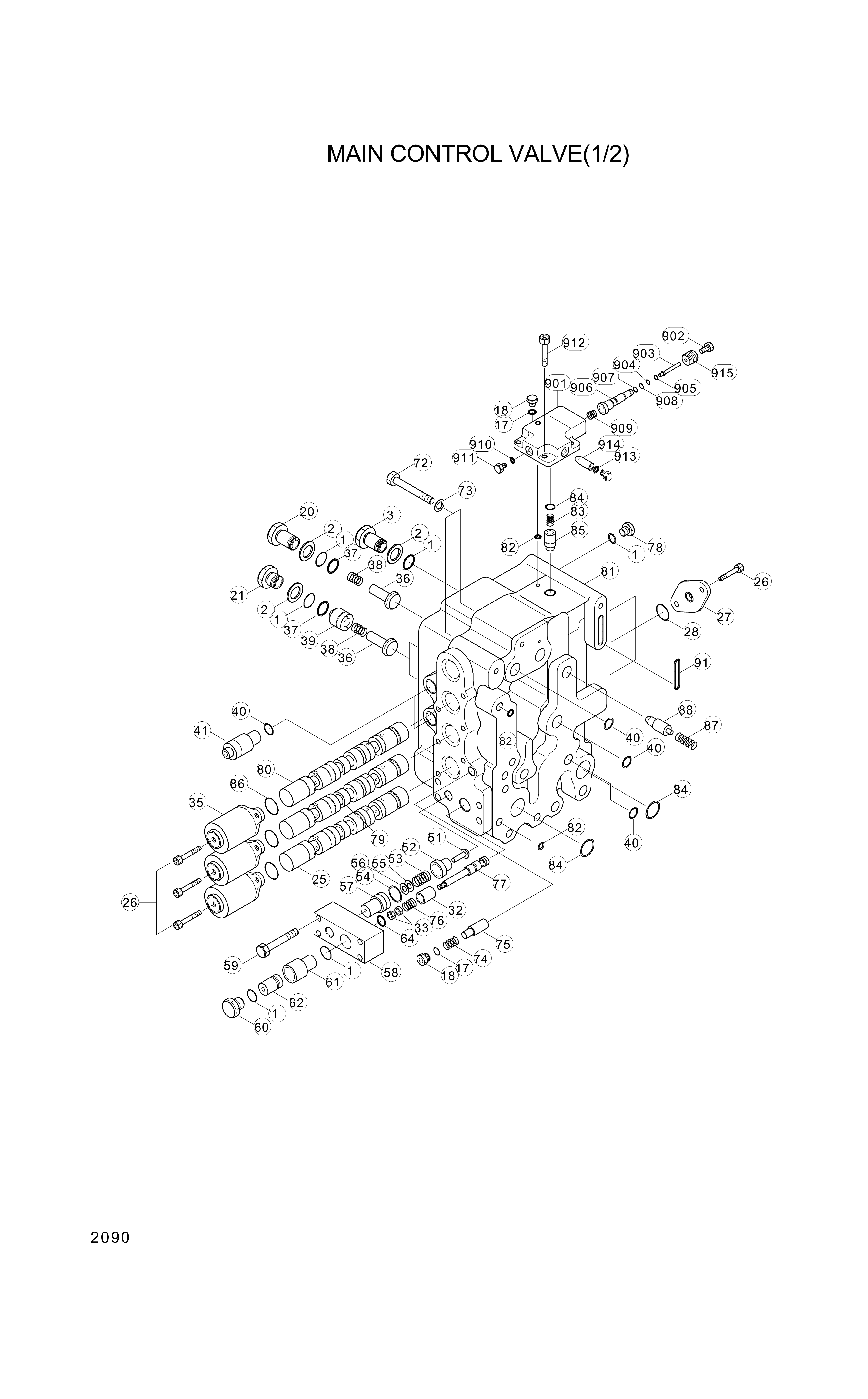 Technical drawing of Hyundai Construction Equipment 3513-223 POPPET with dimensions and layout