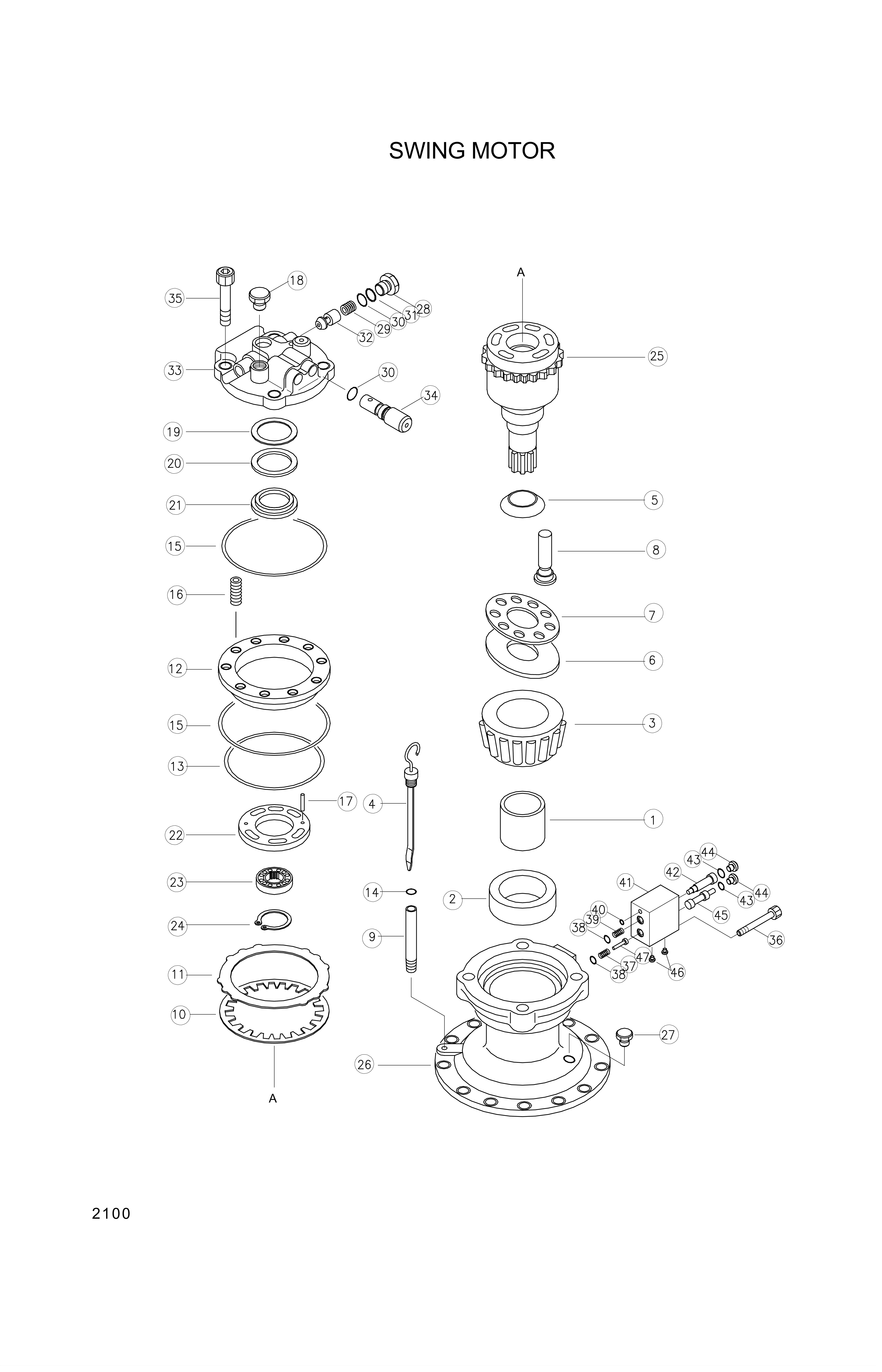 drawing for Hyundai Construction Equipment RG04S-152-05 - GEAR-REDUCTION, SWING MOTOR