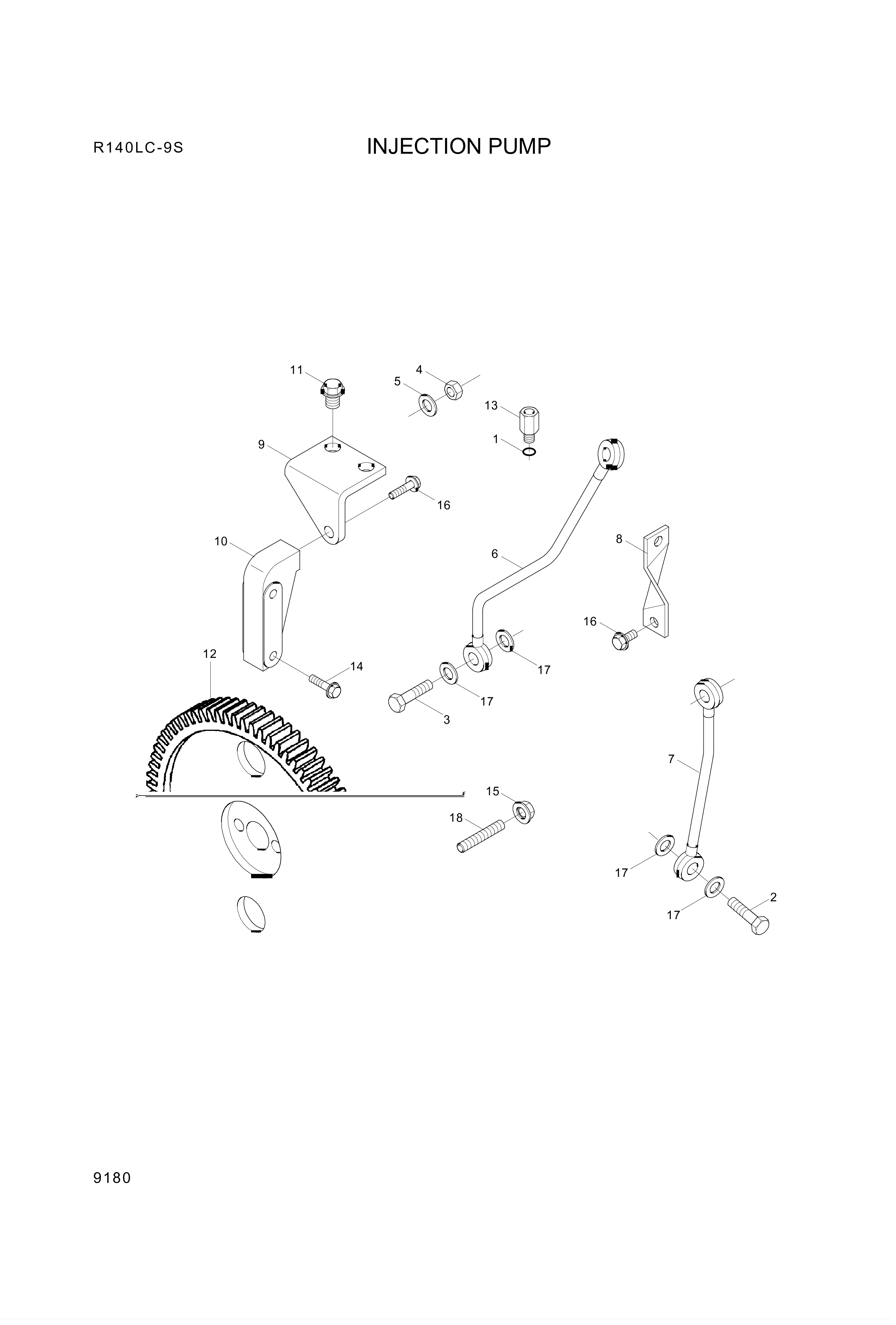 Technical drawing of Hyundai Construction Equipment YUBP-06574 BRACKET with dimensions and layout (figure 3)