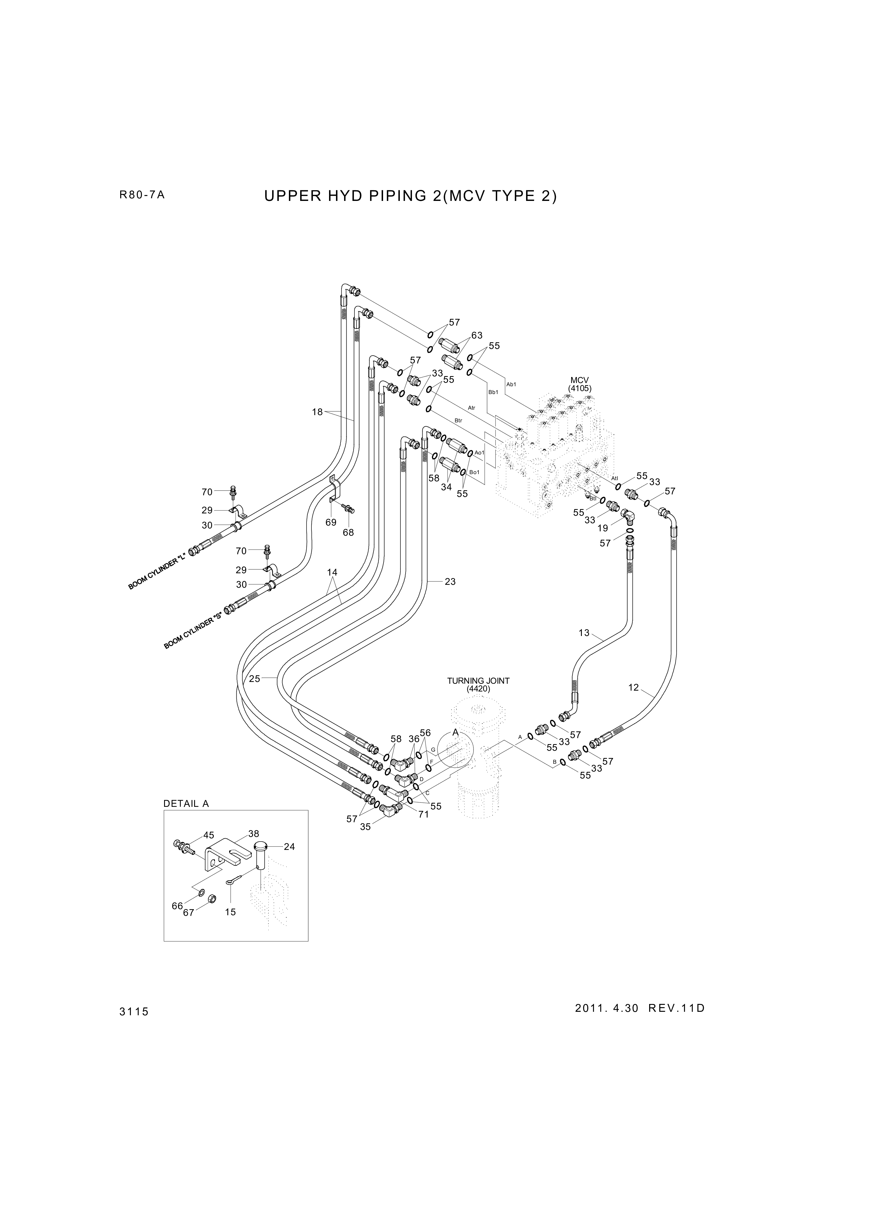 Technical drawing of Hyundai Construction Equipment P933-066025 HOSE ASSY-ORFS&amp;THD with dimensions and layout (figure 3)