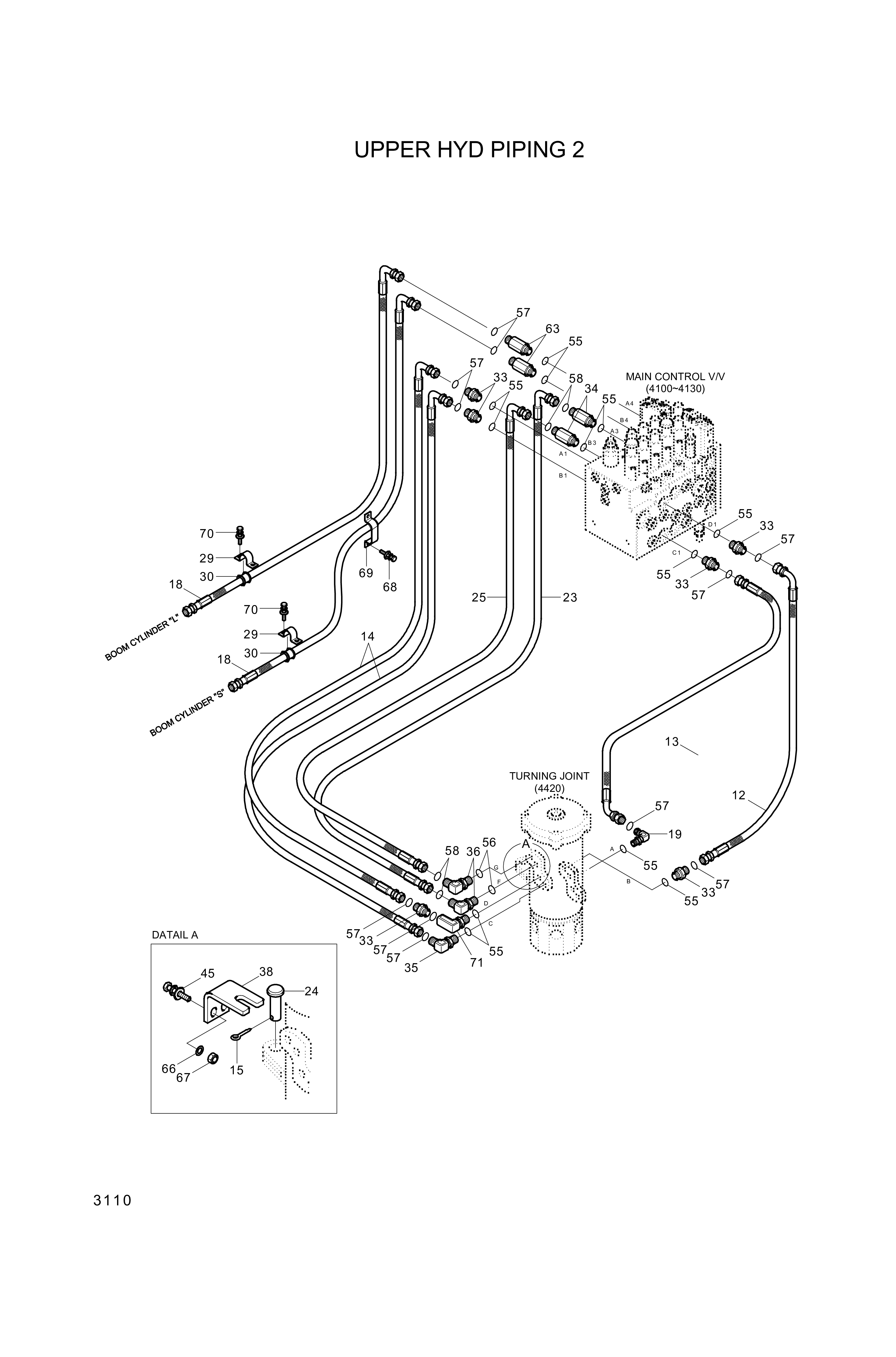 Technical drawing of Hyundai Construction Equipment P933-066025 HOSE ASSY-ORFS&amp;THD with dimensions and layout (figure 4)