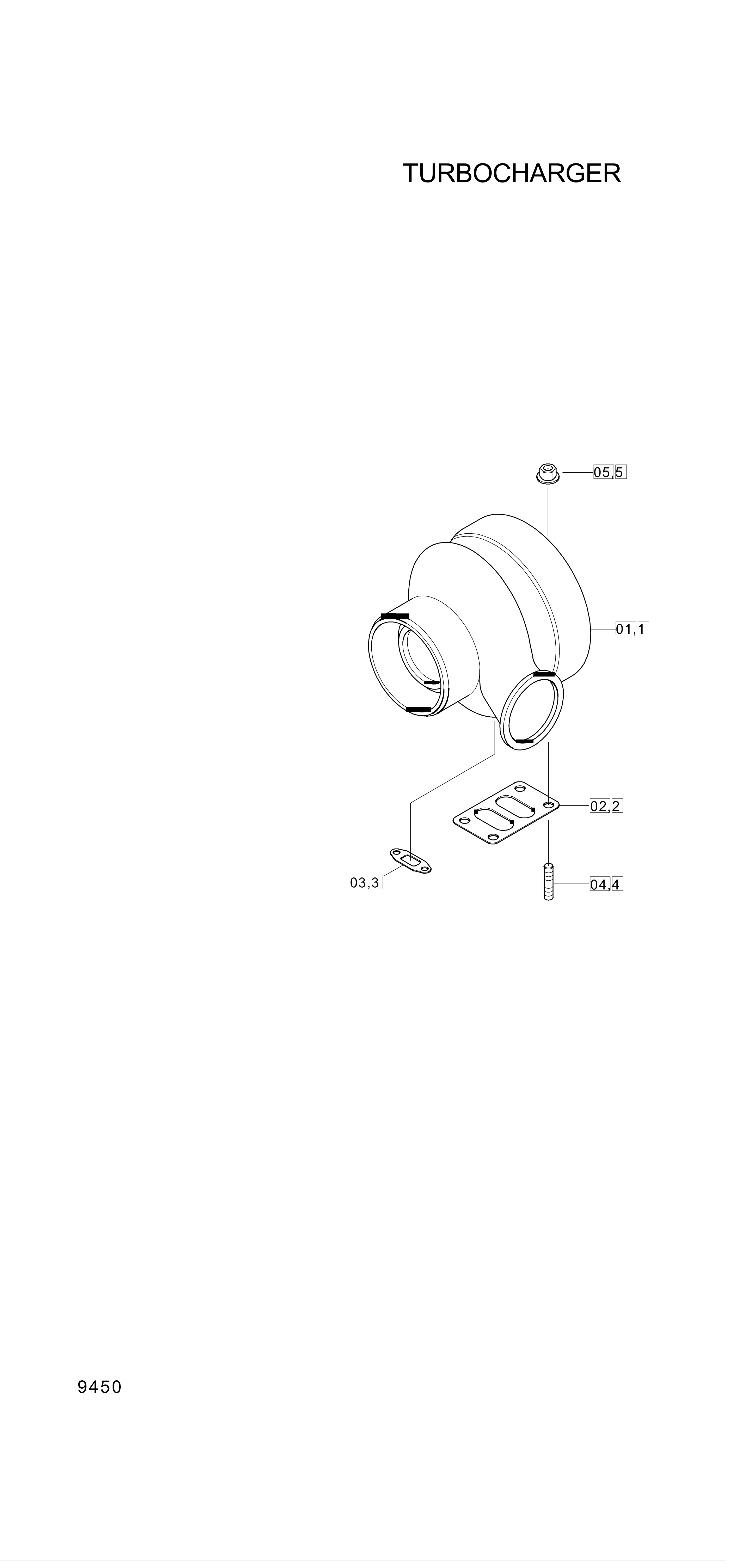 drawing for Hyundai Construction Equipment YUBP-06226 - TURBOCHARGER