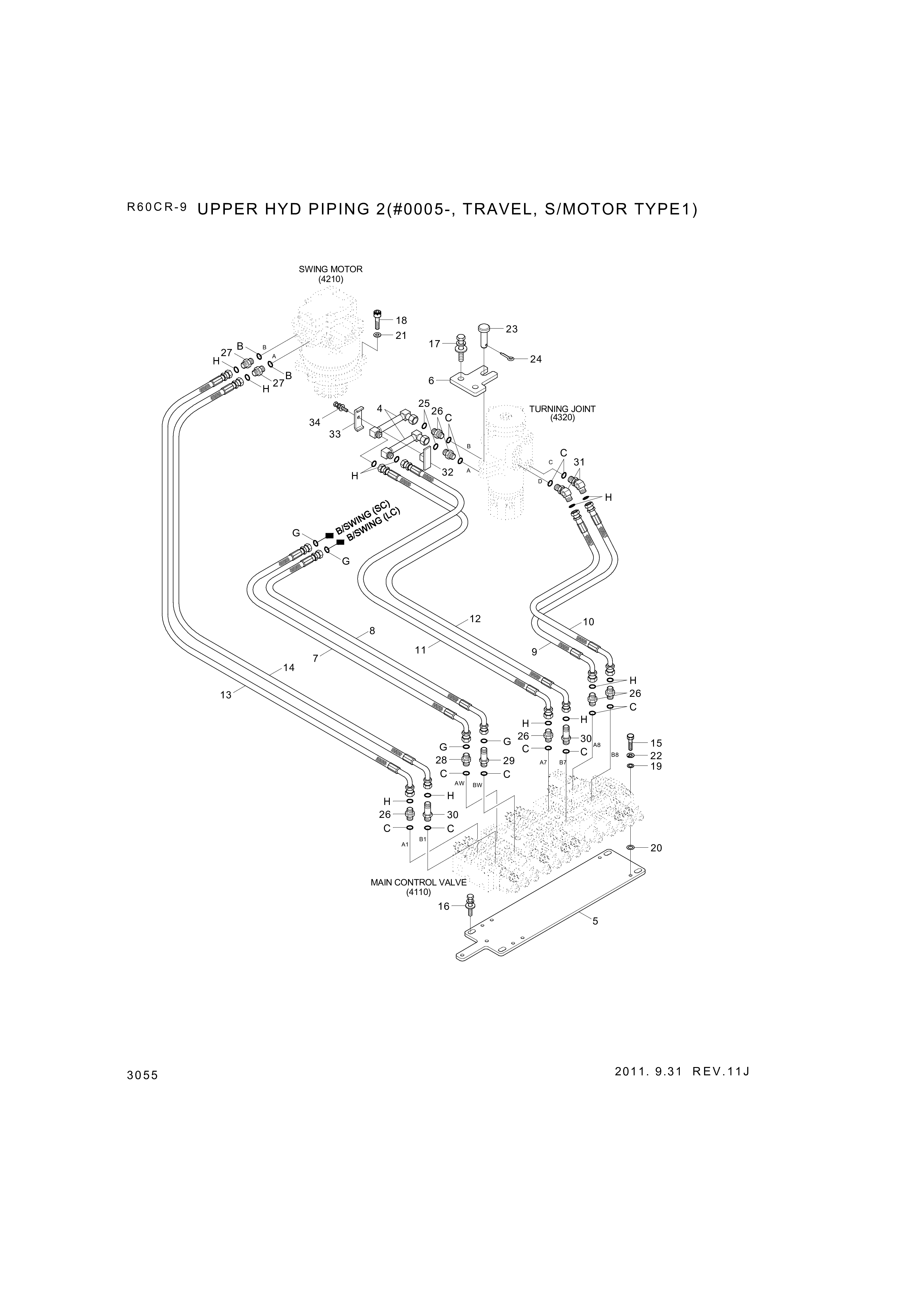 drawing for Hyundai Construction Equipment P934-085024 - HOSE ASSY-ORFS&THD