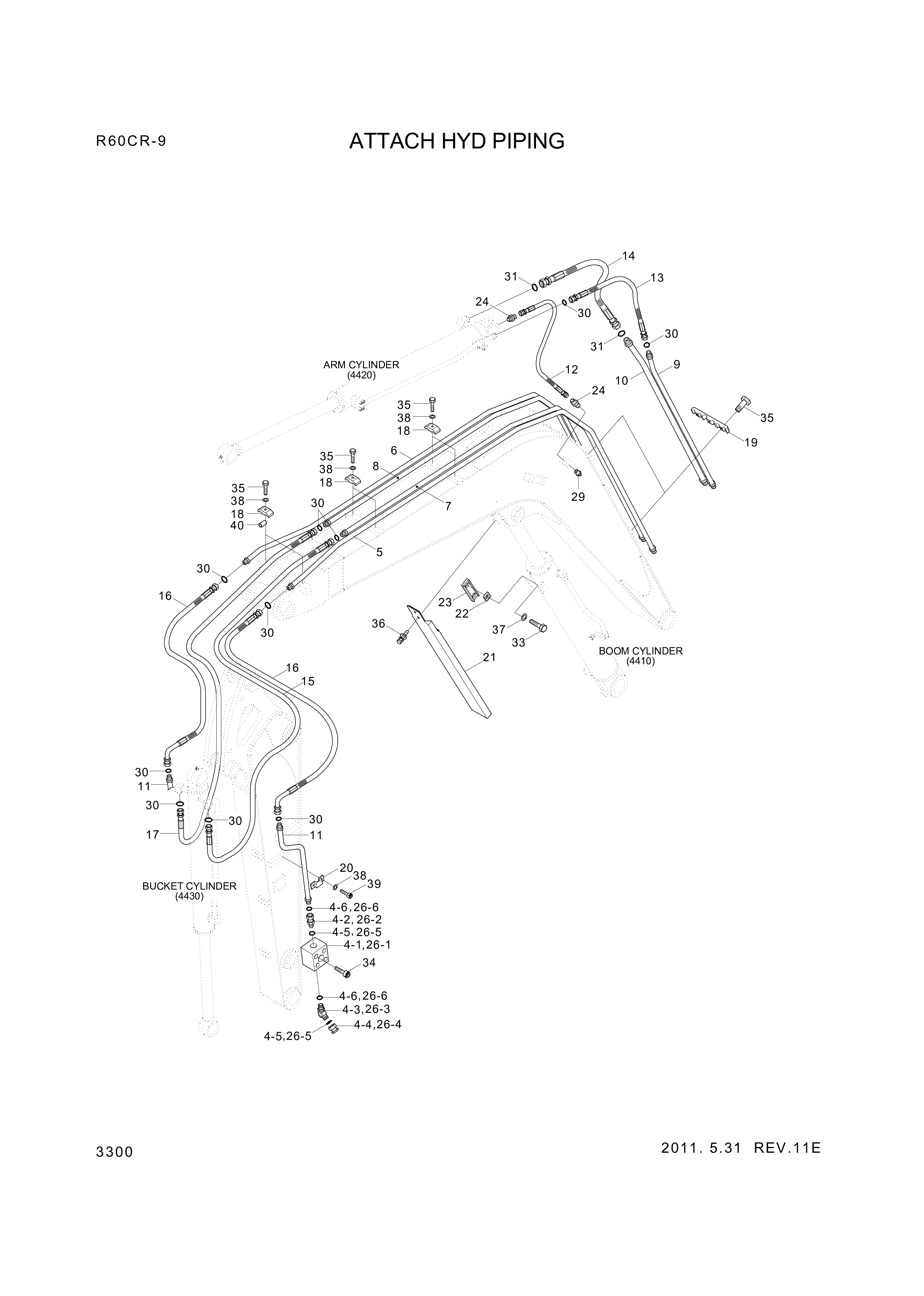 drawing for Hyundai Construction Equipment P934-085018 - HOSE ASSY-ORFS&THD