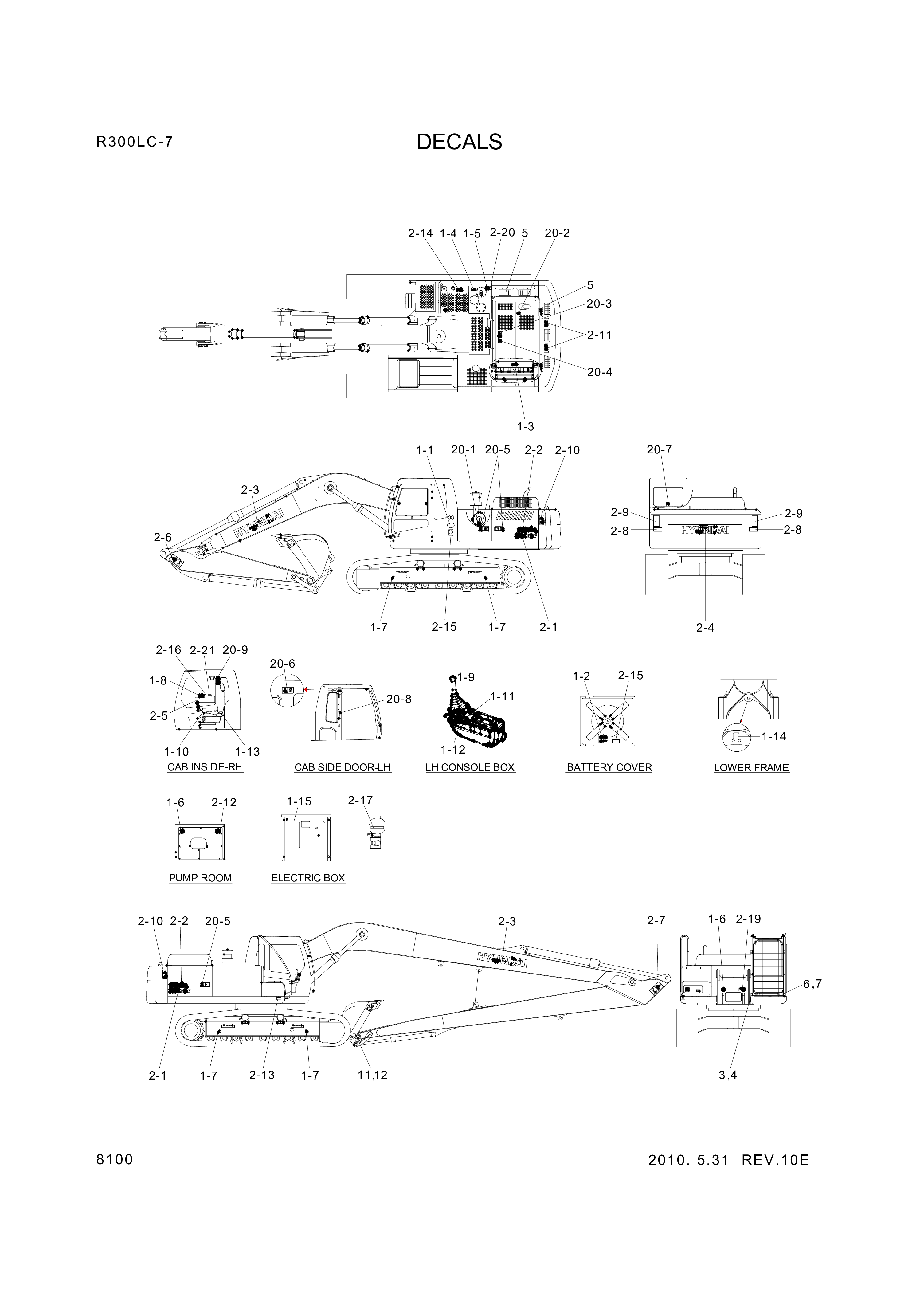 drawing for Hyundai Construction Equipment 93N8-10910 - DECAL-INSTRUCTION