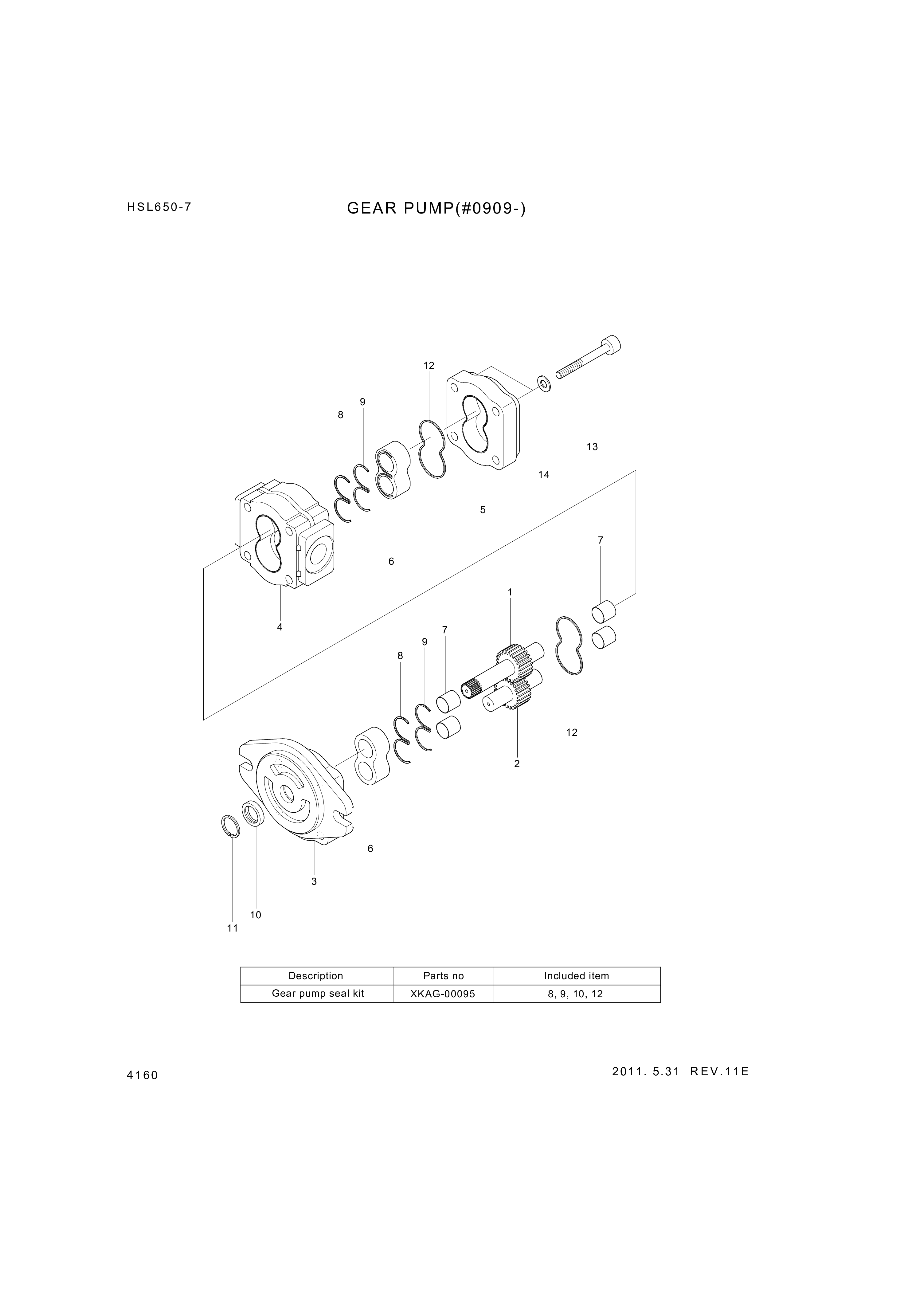Technical drawing of Hyundai Construction Equipment XKAG-00085 HOUSING-GEAR with dimensions and layout (figure 4)