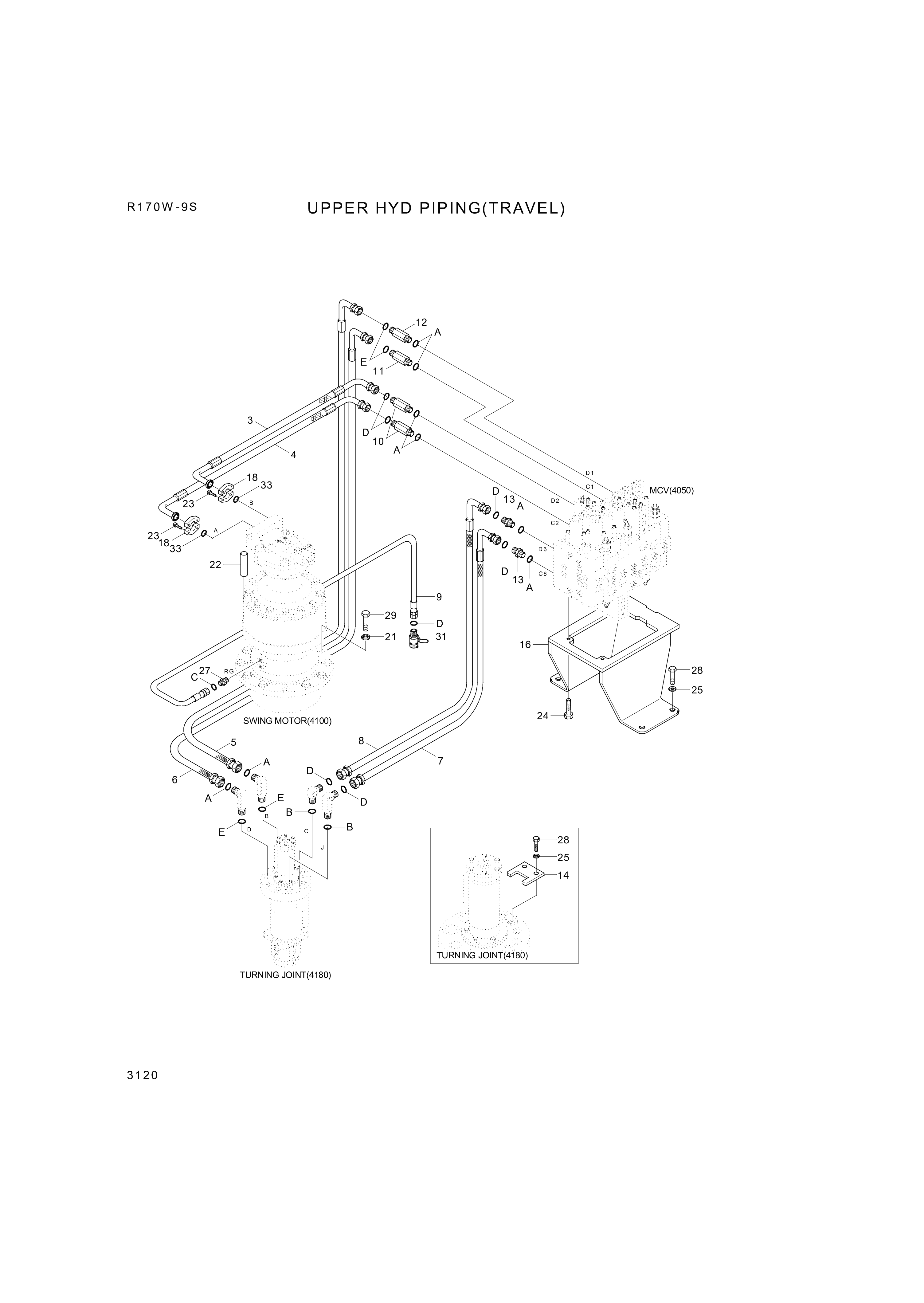 Technical drawing of Hyundai Construction Equipment P933-089030 HOSE ASSY-ORFS&amp;THD with dimensions and layout (figure 2)