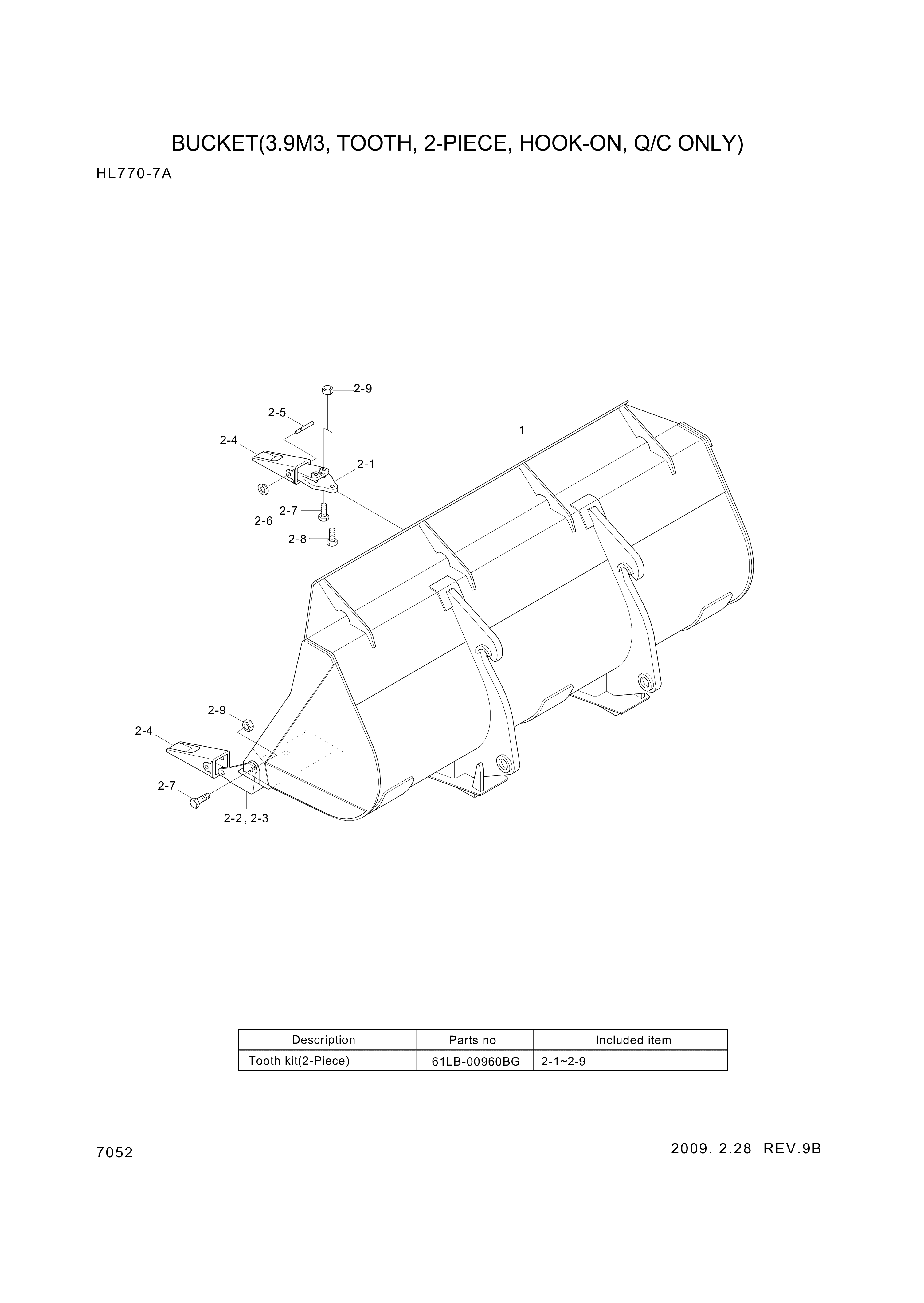 drawing for Hyundai Construction Equipment 61LB-09010 - BUCKET