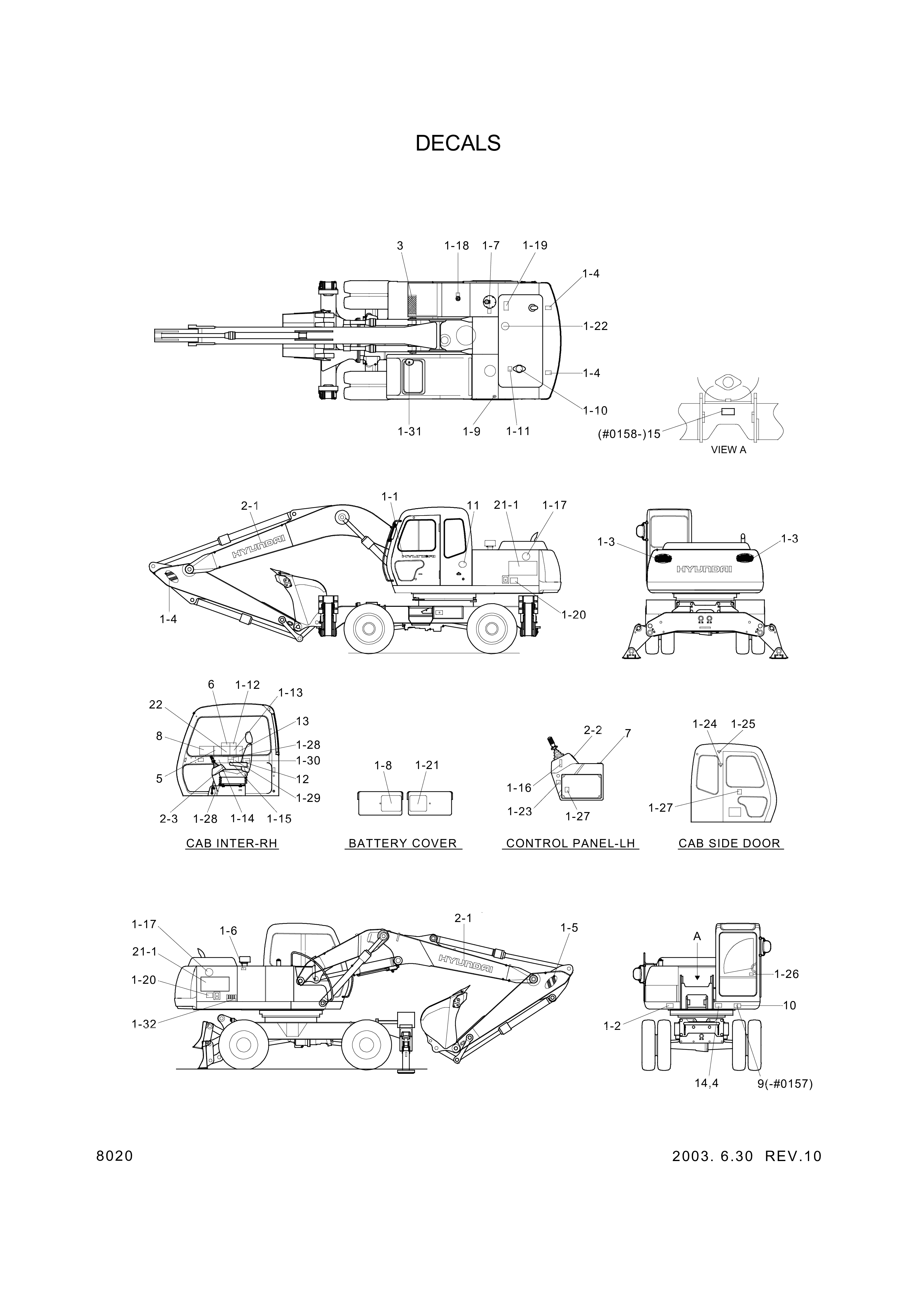 drawing for Hyundai Construction Equipment 95EA-00210 - DECAL KIT-B