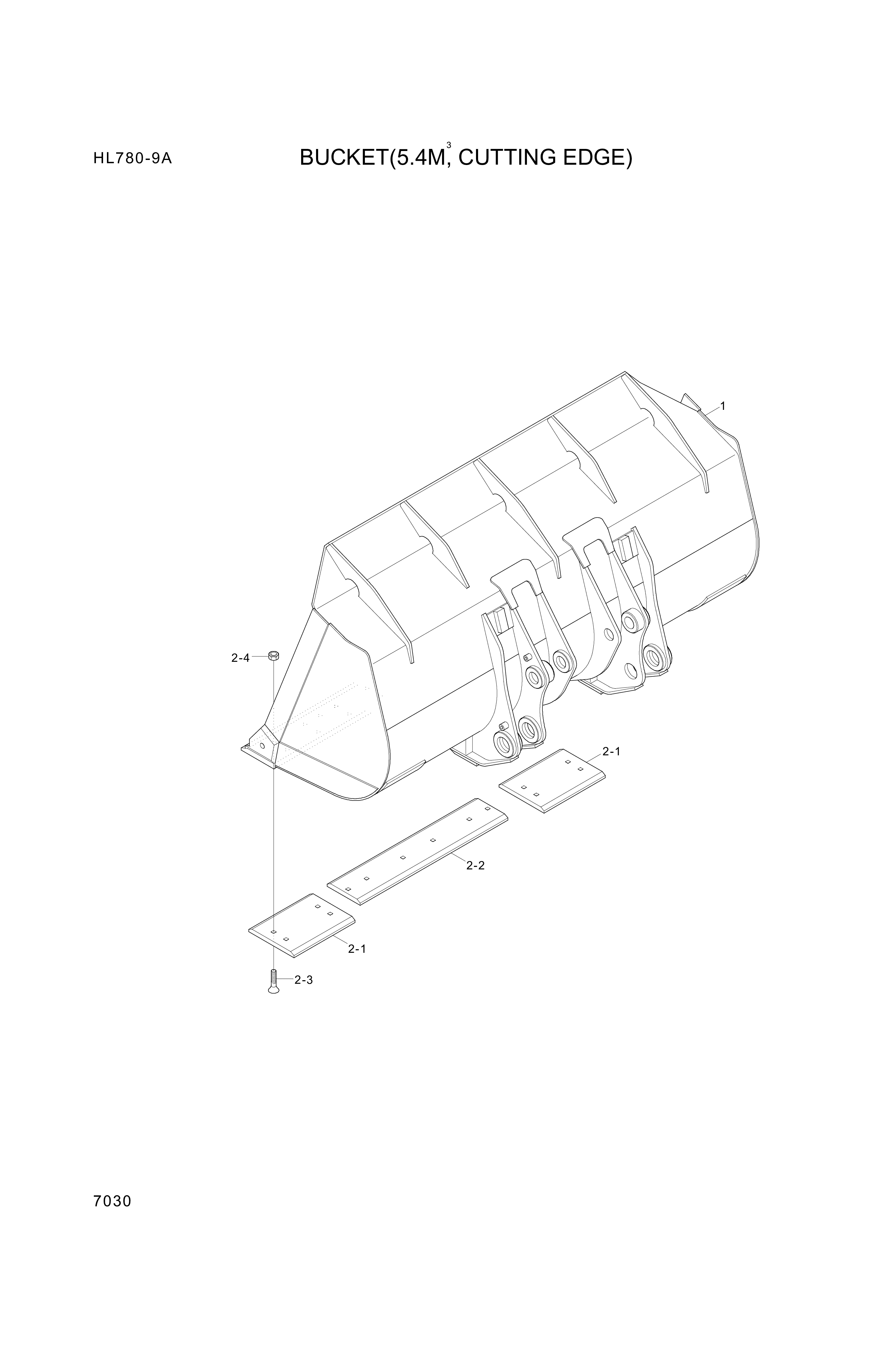 Technical drawing of Hyundai Construction Equipment 61LQ-00031 BUCKET with dimensions and layout (figure 4)
