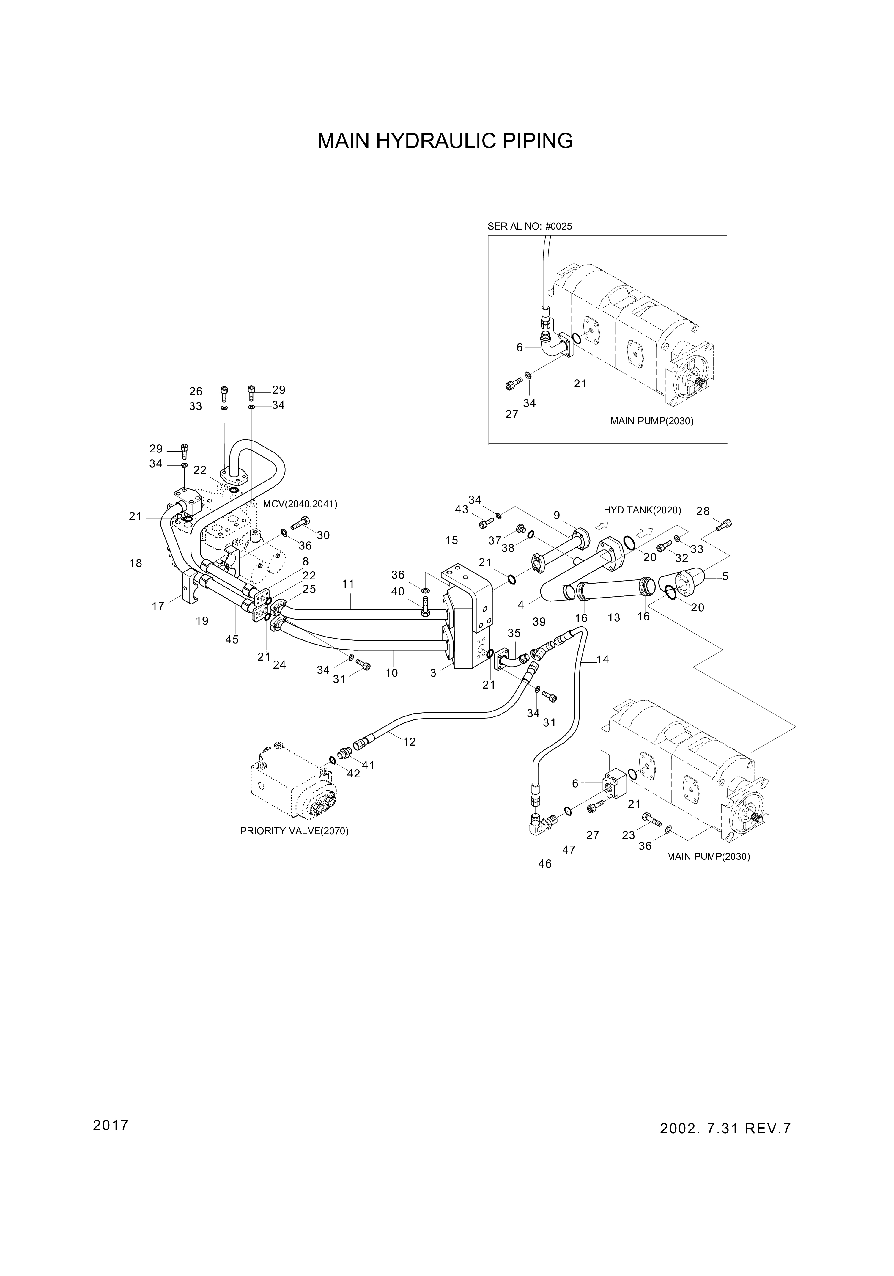Technical drawing of Hyundai Construction Equipment 34L3-01811 PIPE ASSY-HYD with dimensions and layout
