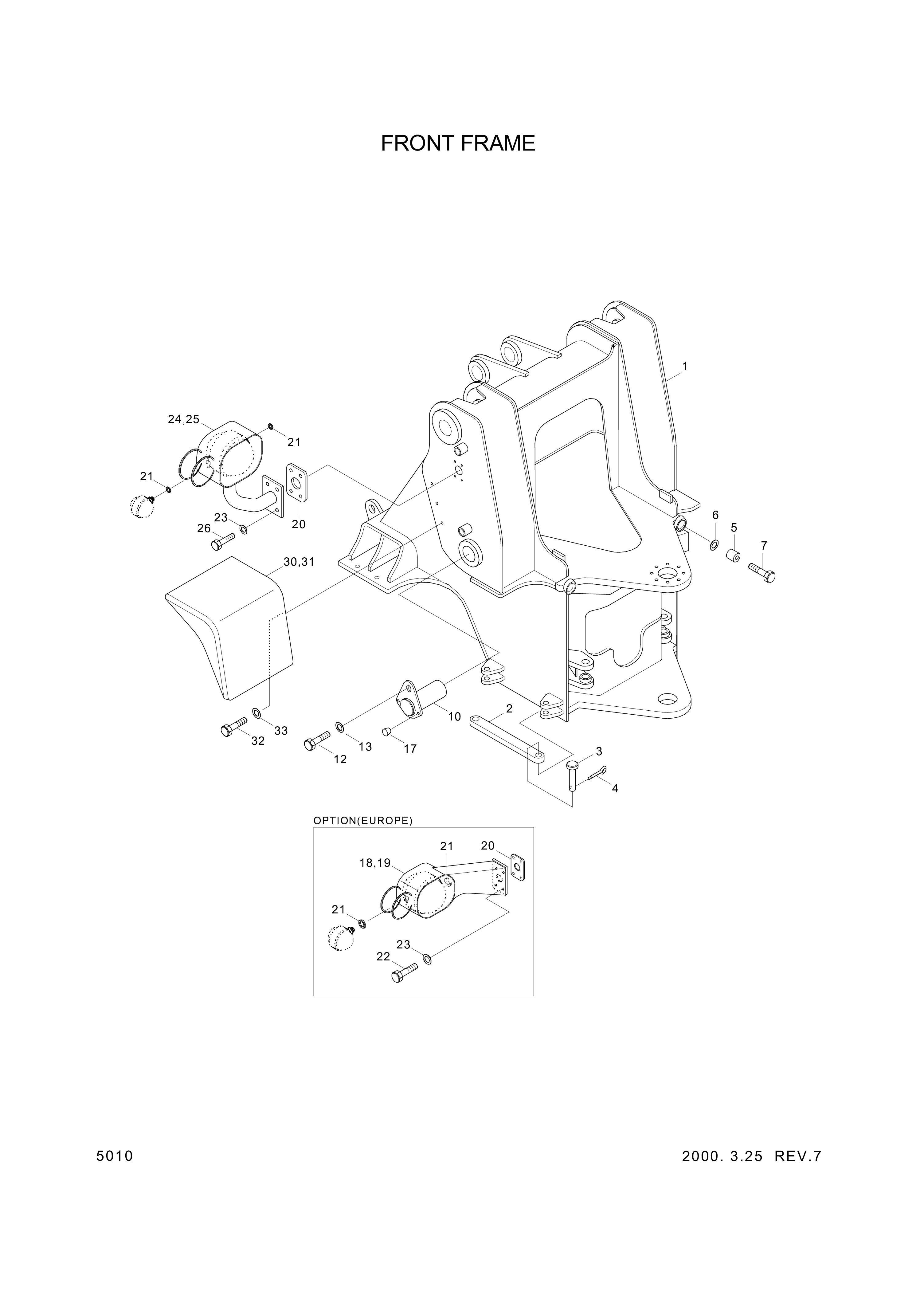 drawing for Hyundai Construction Equipment 44L4-00016 - FRAME-FRONT