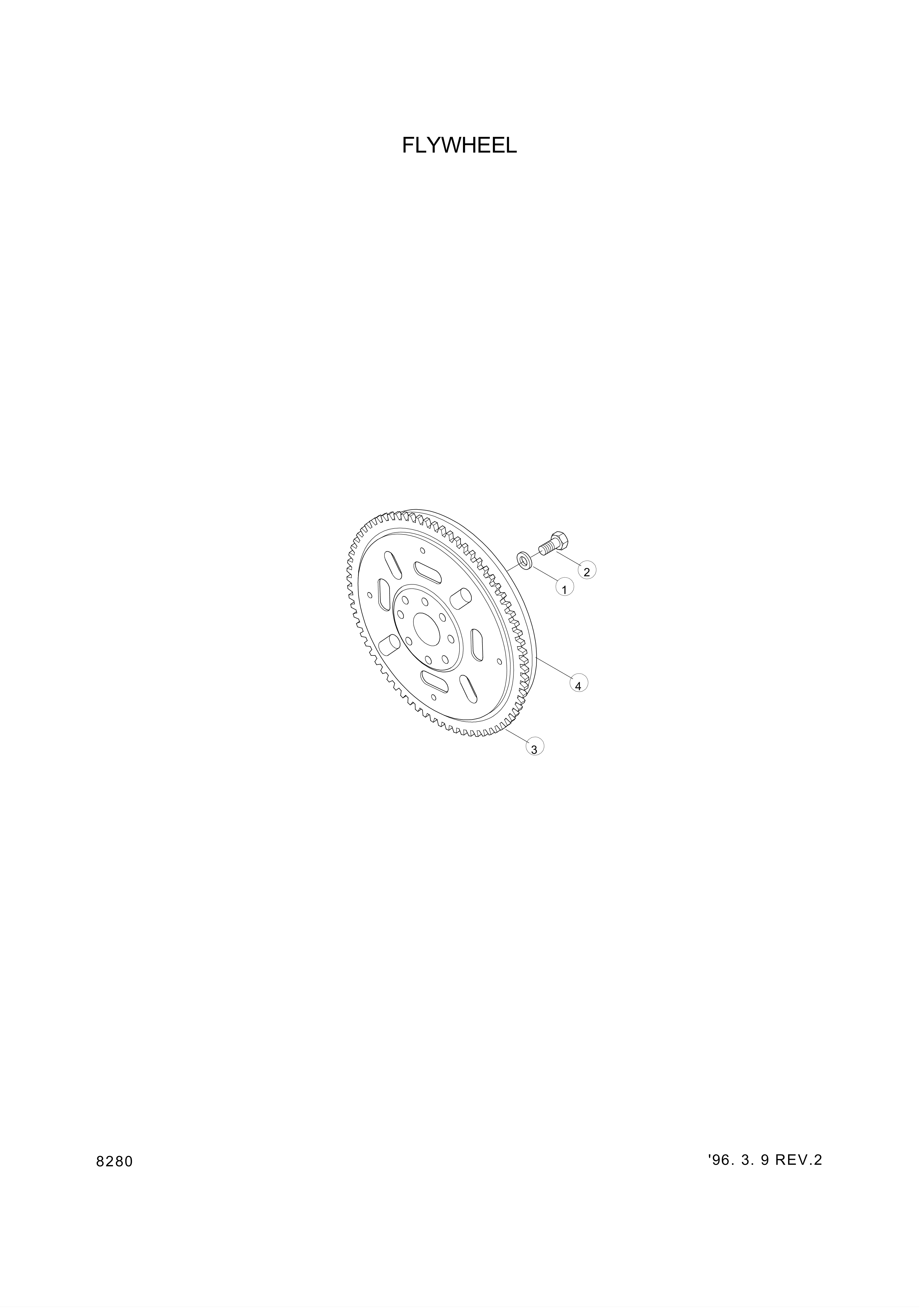 Technical drawing of Hyundai Construction Equipment 3919548 FLYWHEEL with dimensions and layout (figure 2)