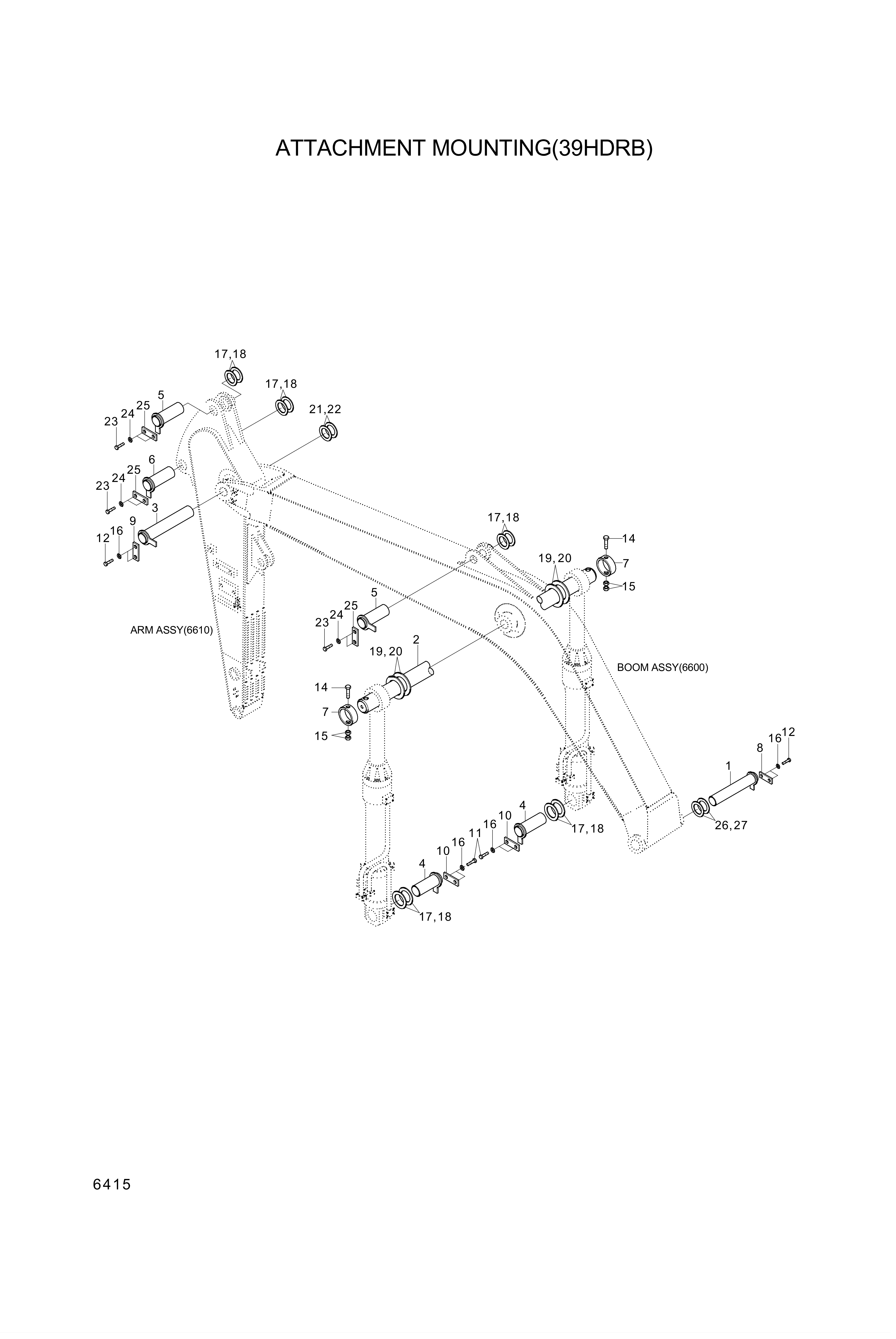 Technical drawing of Hyundai Construction Equipment 61E8-11400 PIN-JOINT with dimensions and layout