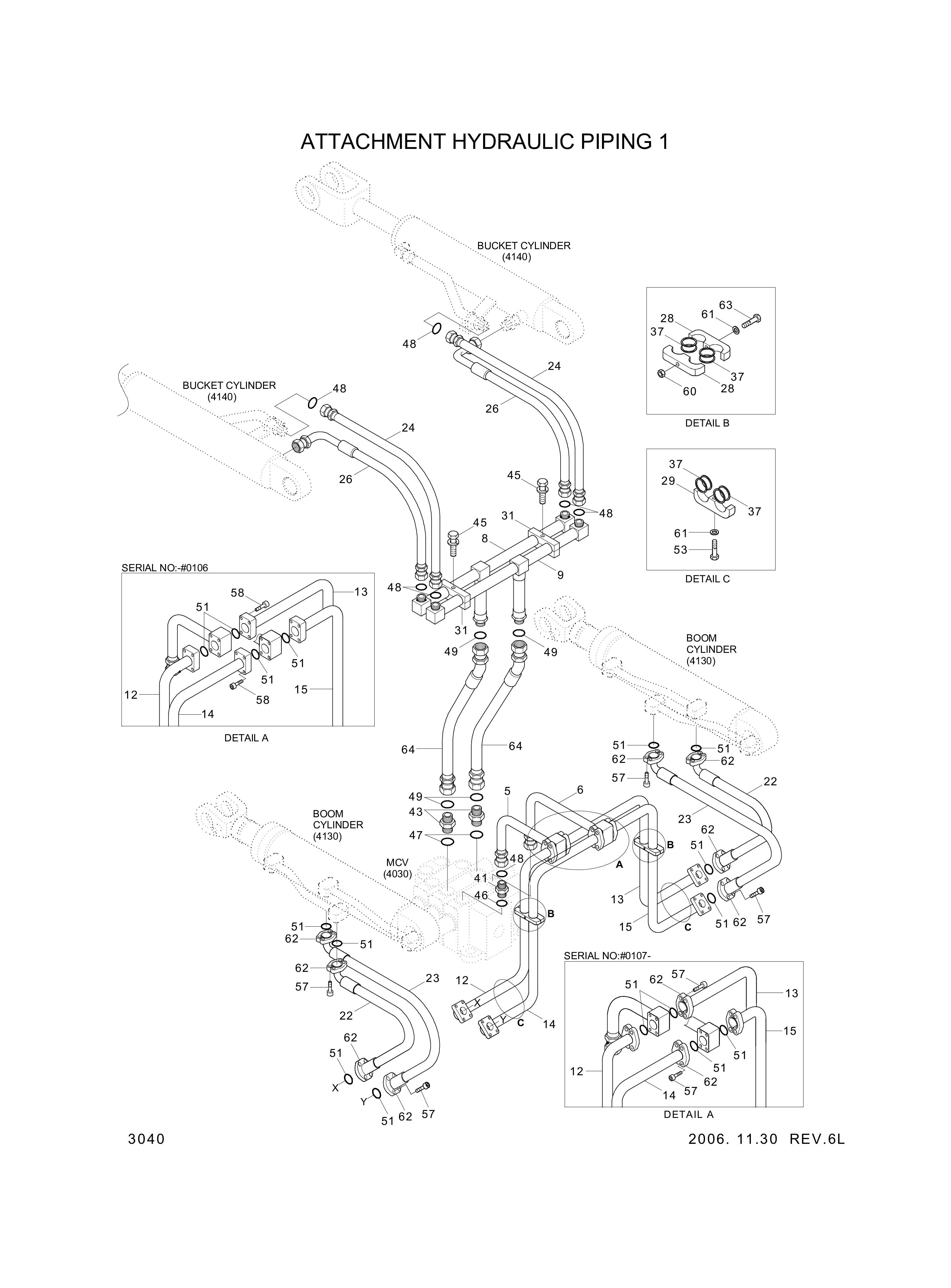 drawing for Hyundai Construction Equipment P933-124023 - HOSE ASSY-ORFS&THD