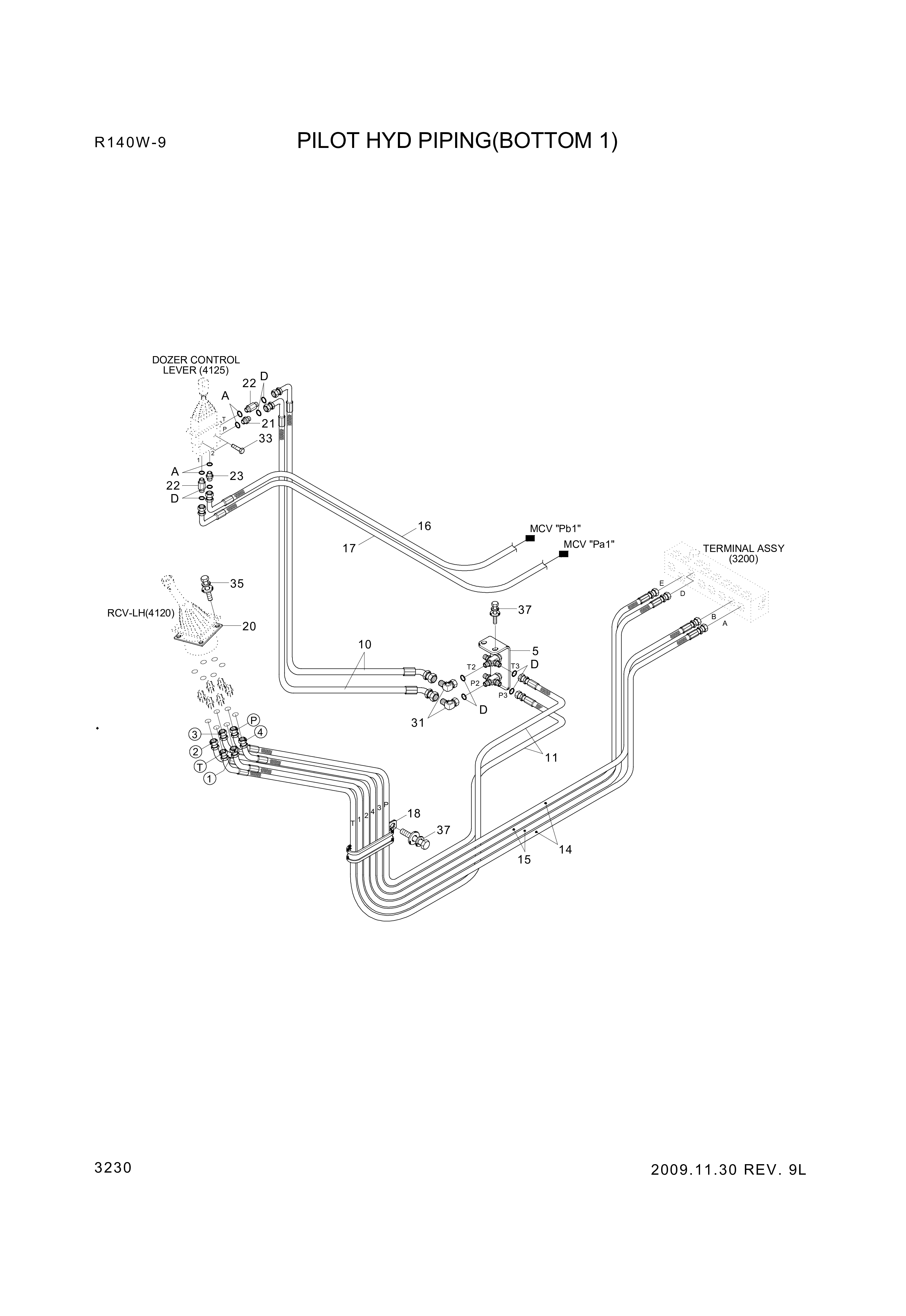 Technical drawing of Hyundai Construction Equipment P930-042065 HOSE ASSY-ORFS&amp;THD with dimensions and layout (figure 4)