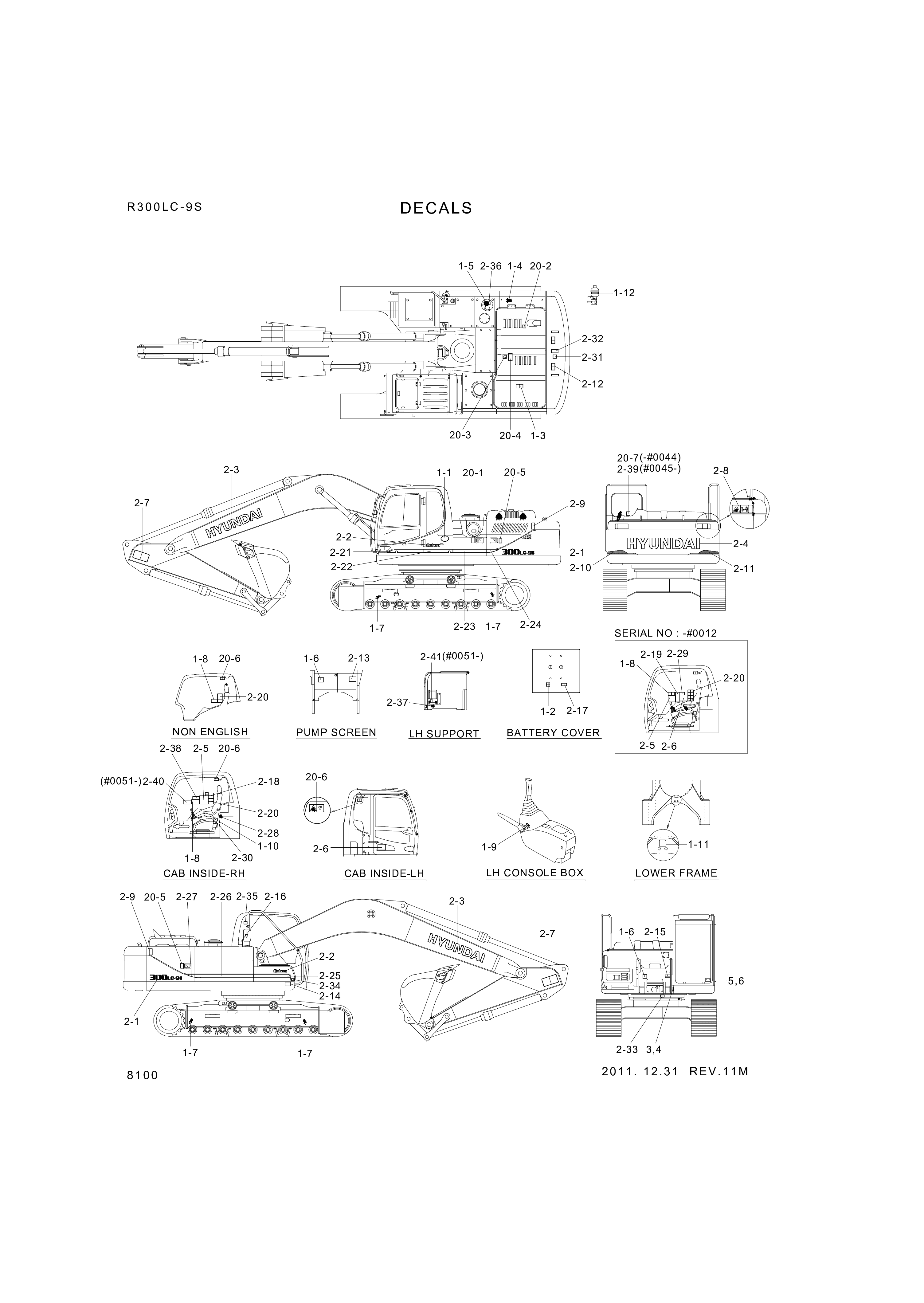 drawing for Hyundai Construction Equipment 98Q8-30710 - DECAL-SERVICE INSTRUCTION