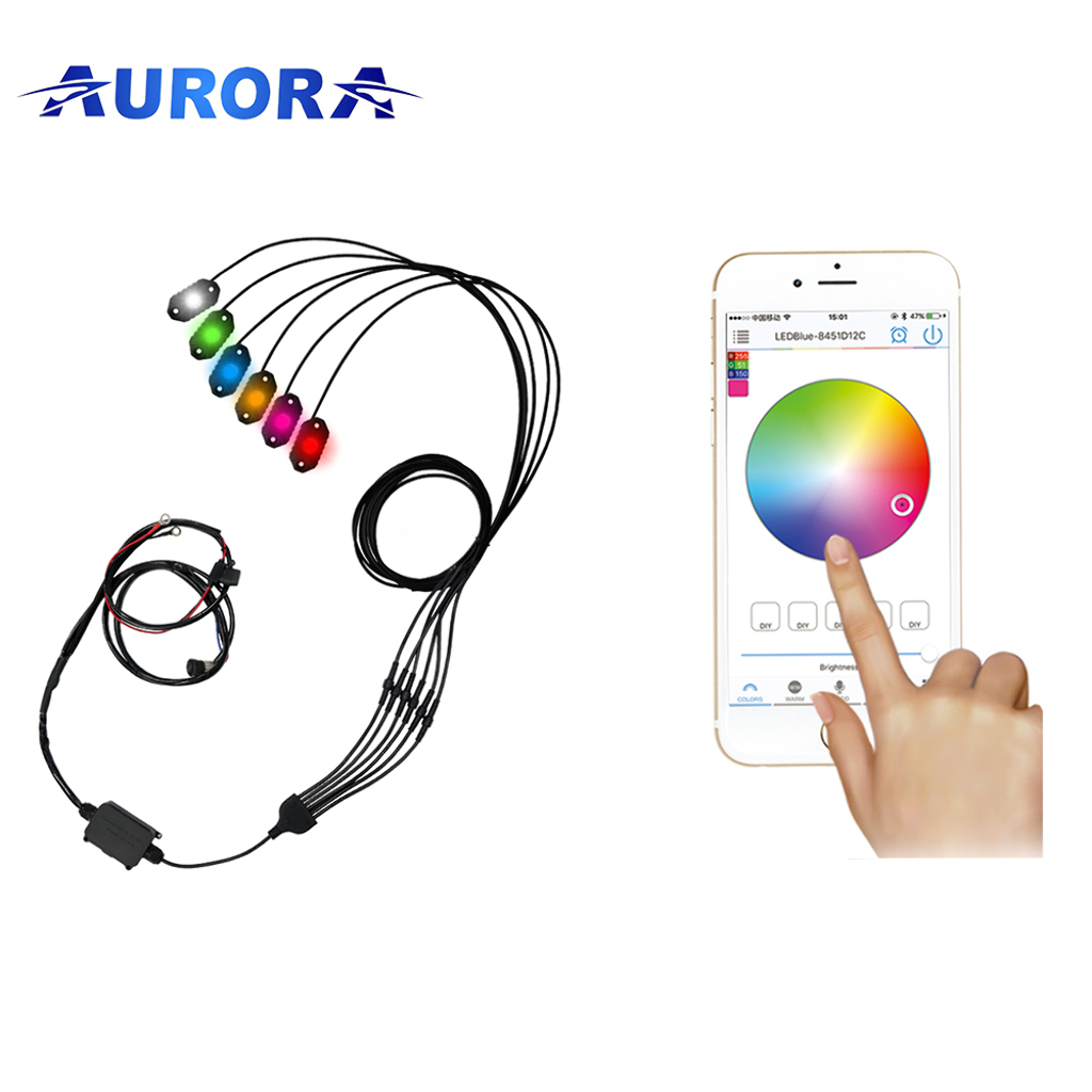 Подсветка точечная Aurora ALO-Y1-2-RGB-D6 универсальная 6 шт -18W  управление Bluetooth