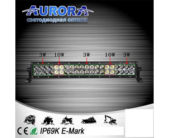 Гибридная двухрядная светодиодная балка дальнего света 88W ALO-10-P4BT