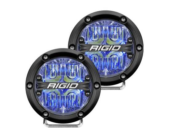 Фары RIGID 360 Серия 4"  Водительский свет-  Синяя Подсветка (Пара)