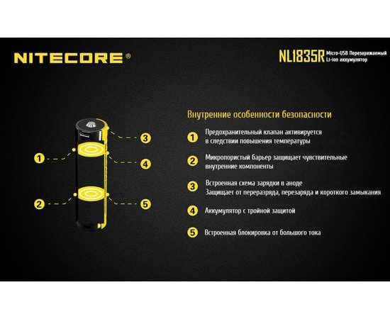 Аккумулятор Nitecore 18650 3500mAh NL1835R, изображение 5