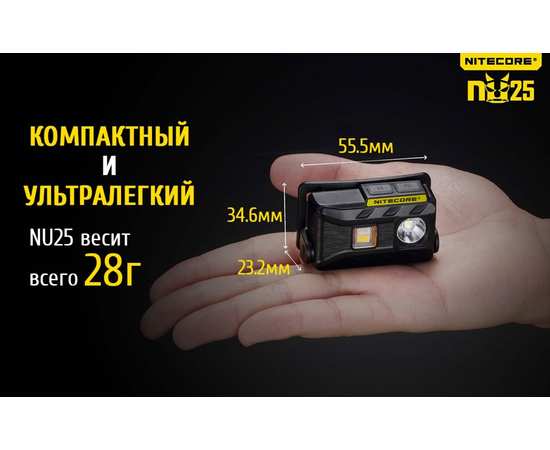 Светодиодный налобный фонарь Nitecore NU25 Черный, изображение 25