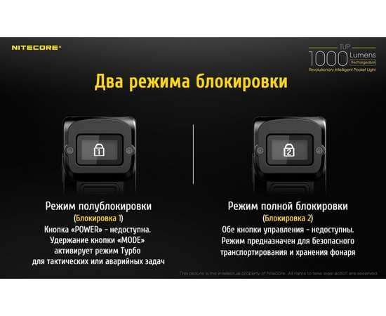 Сверхмощный наключный фонарь с OLED дисплеем Nitecore TUP Серый, изображение 15