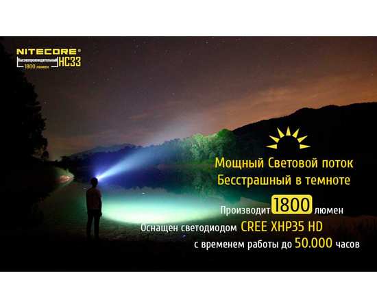 Светодиодный налобный фонарь Nitecore HC33, изображение 7