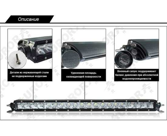 Однорядная светодиодная балка комбинированного свечения AURORA 100w ALO-S1-20-P7E7D, изображение 3