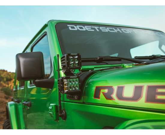 Крепление Rigid для JEEP Wrangler JL  2х фар на обтекатель перед лобовым стеклом, изображение 4