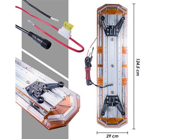 Проблесковая люстра 220W, 121 см, 16 режимов, желтая (12-24V), изображение 3