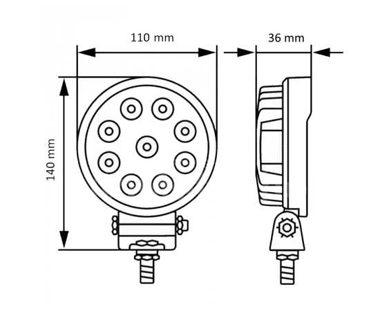 Светодиодная фара 27W рабочего света, круглая, Epistar 9-60 V, изображение 2