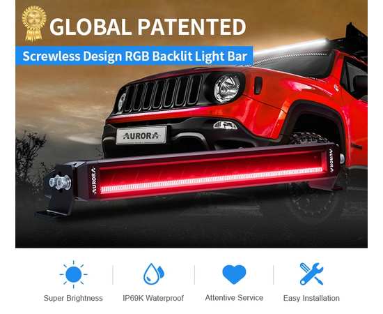 Светодиодная балка 270W Aurora ALO-S5T-50RQ 50" Дальний свет + RGB подсветка, изображение 11