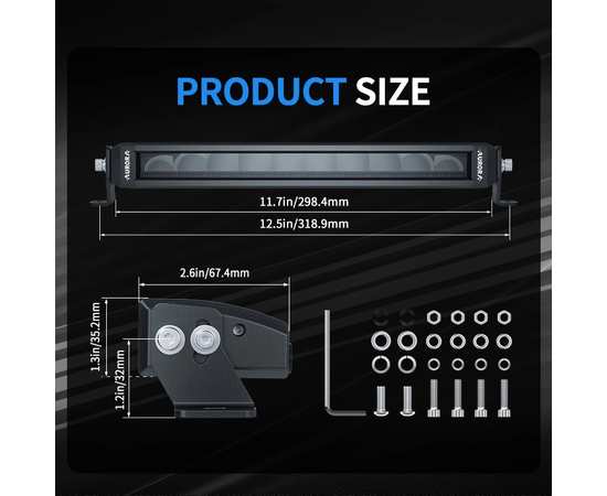 Светодиодная балка 270W Aurora ALO-S5T-50RQ 50" Дальний свет + RGB подсветка, изображение 9