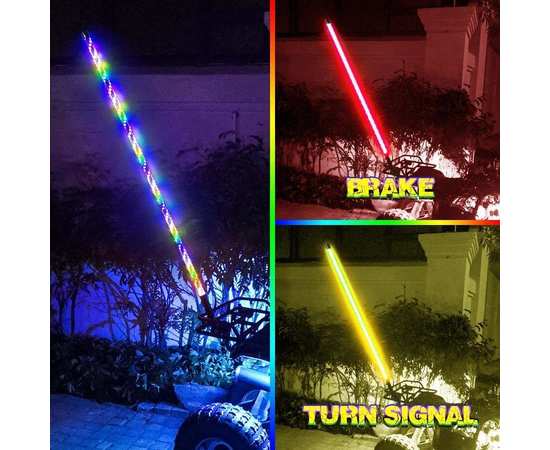 Флагшток 2 шт + 4 точечные подсветки RGB на квадроцикл Sanmak  HG-204-4  с ПДУ + приложение  (63 режима)