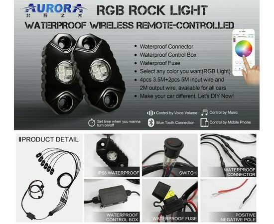 Подсветка точечная Aurora ALO-Y1-2-RGB-D8  универсальная  8 шт -32W управление  BluetoothПодсветка точечная Aurora ALO-Y1-2-RGB-D8  универсальная  8 шт -32W управление  Bluetooth
