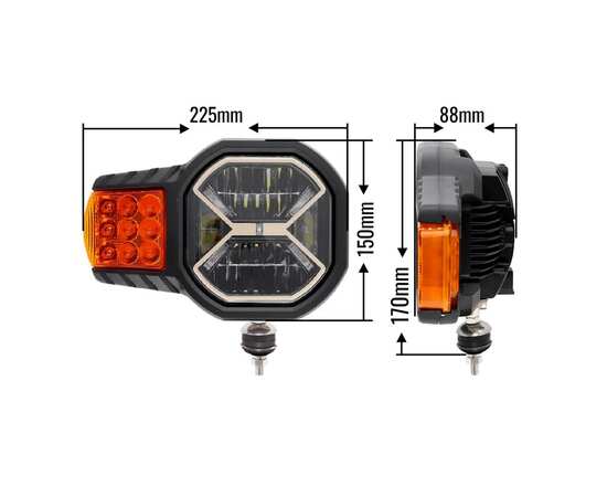 Фары для спец техники 100W - Головной свет с обогревом, 16100W (2 шт) 4000 / 6000Lm, 9-32V